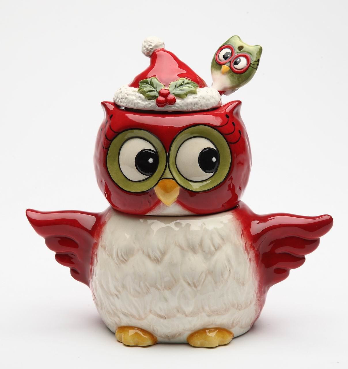 Ceramic Christmas Owl Sugar & Creamer Set With Spoon, Gift for Her, Mom, Kitchen Décor, Tea Party Décor, Café Décor, Birdwatcher Gift