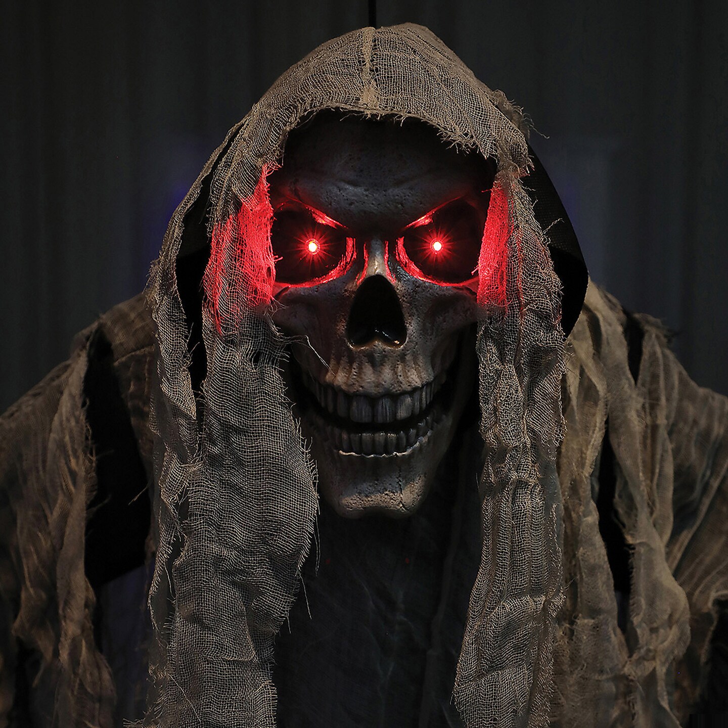 6 Feet Hanging Grim Reaper Halloween Animatronic with Red LED Eyes &#x26; Fluttering Robes, Battery Powered