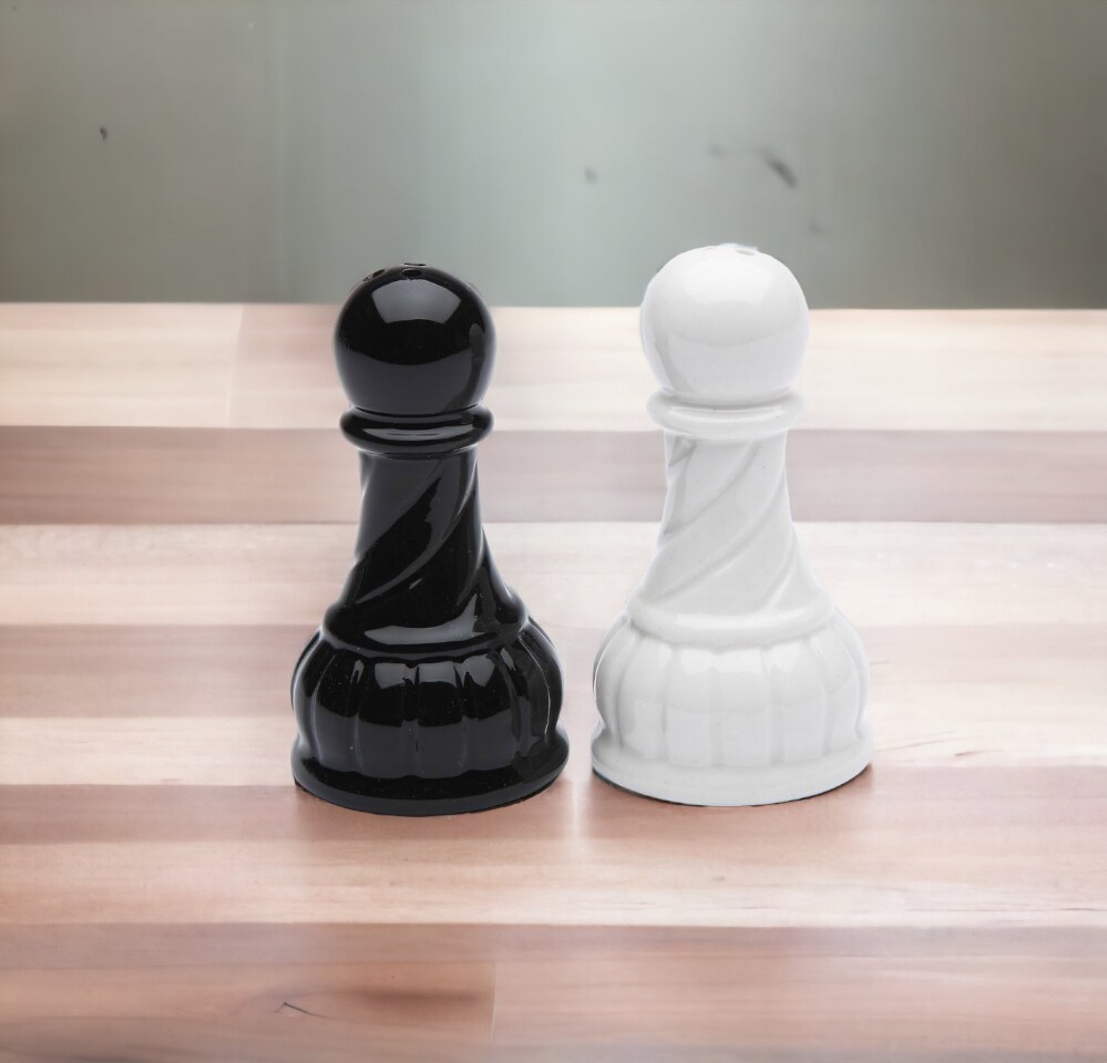 Ceramic Black and White Pawn Chess Piece Salt and Pepper Shakers, Home Décor, Gift for Him, Gift for Dad, Kitchen Décor, Game Room Decor