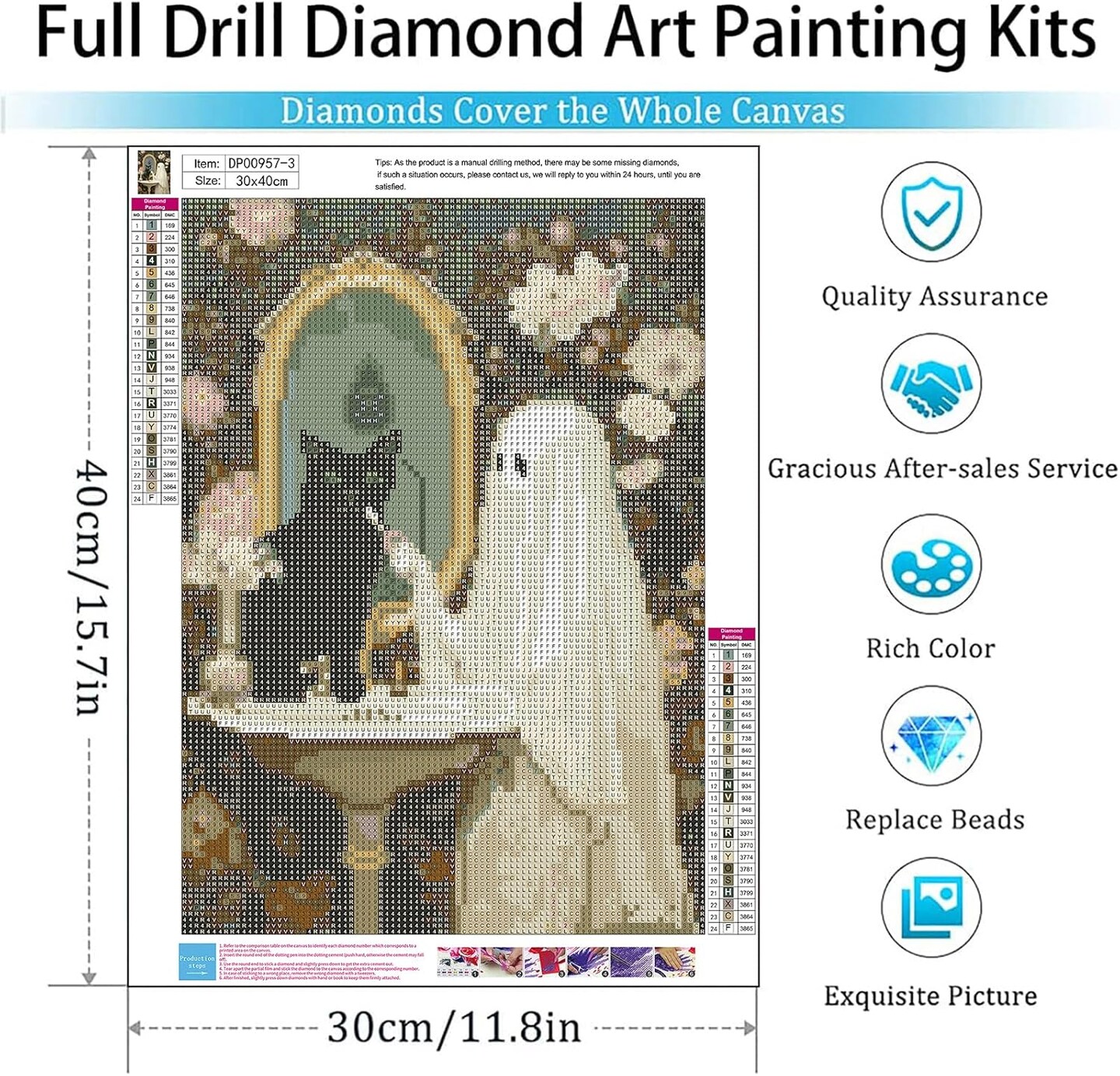 3 Pack 5D Halloween Ghost DIY Diamond Painting Kits (12x16inch)