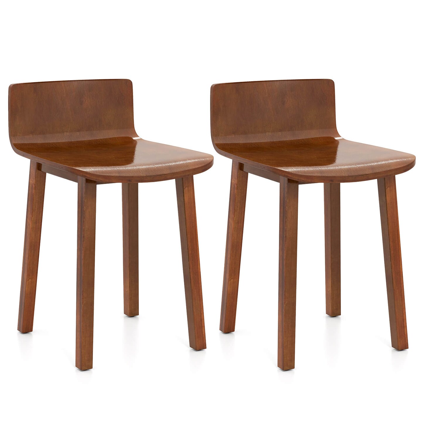Costway Dining Chairs Set of 2/4 with Acacia Wood Legs Curved Seat & Low Back for Home