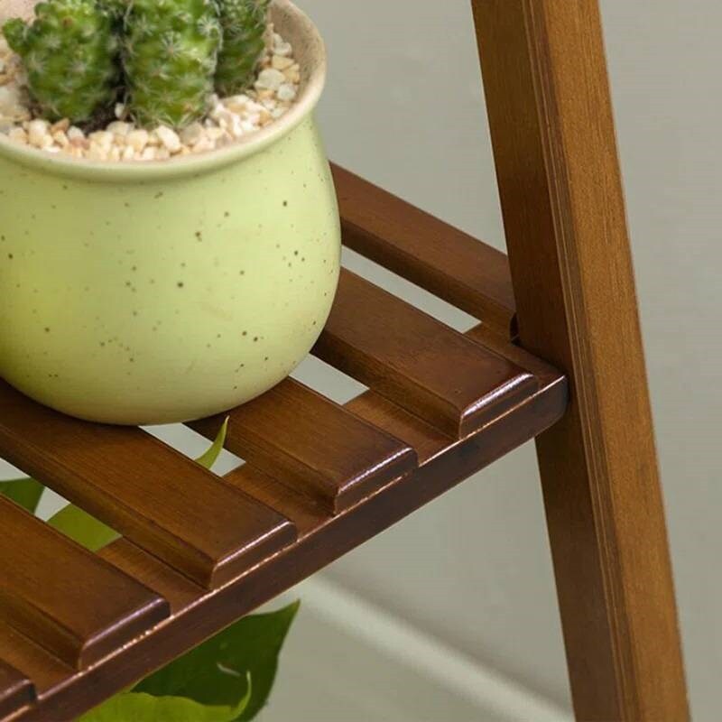 Modern Wood 4 Tier Pyramidal Plant Stand for Indoor Corner Display