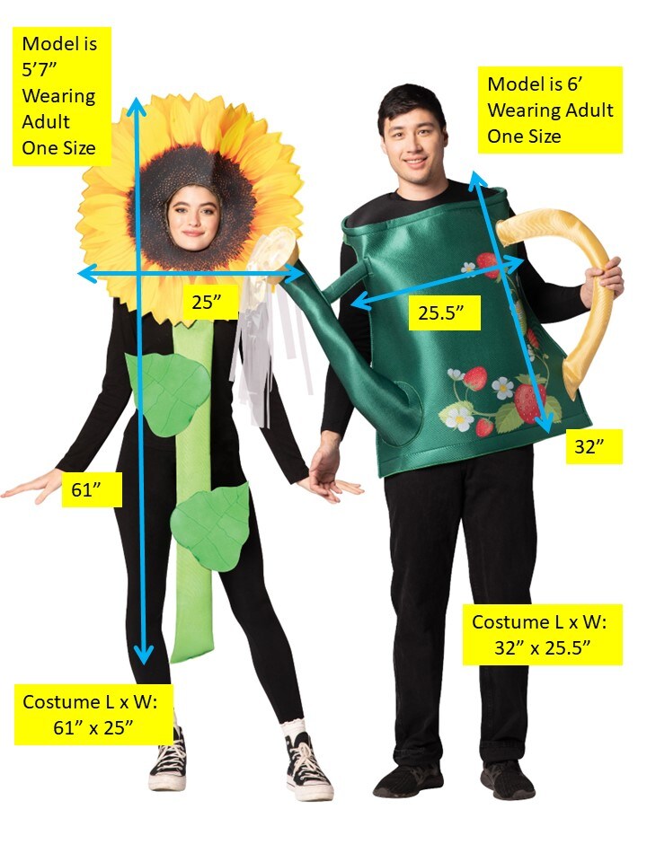 Bloomin&#x27; Fun Sunflower &#x26; Watering Can Couples Halloween Costume, Adult One Size