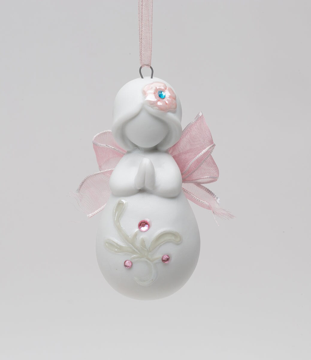 Ceramic Sweet Little Prayer Angel with Ribbon Wings Ornament, Home D&#xE9;cor, Religious D&#xE9;cor, Religious Gift, Church D&#xE9;cor, Baptism Gift