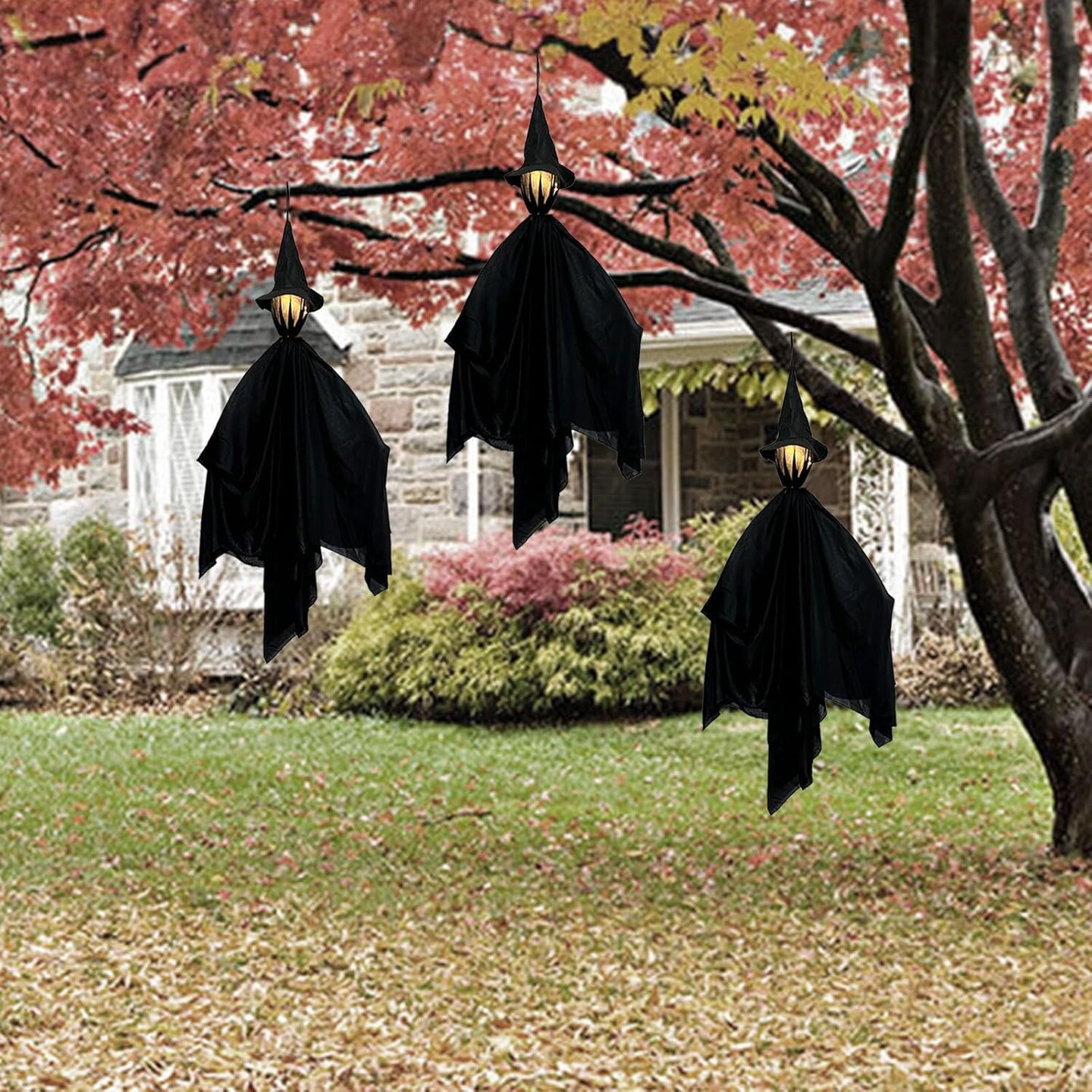 Hanging Witch Decorations with LED Light - 3pcs
