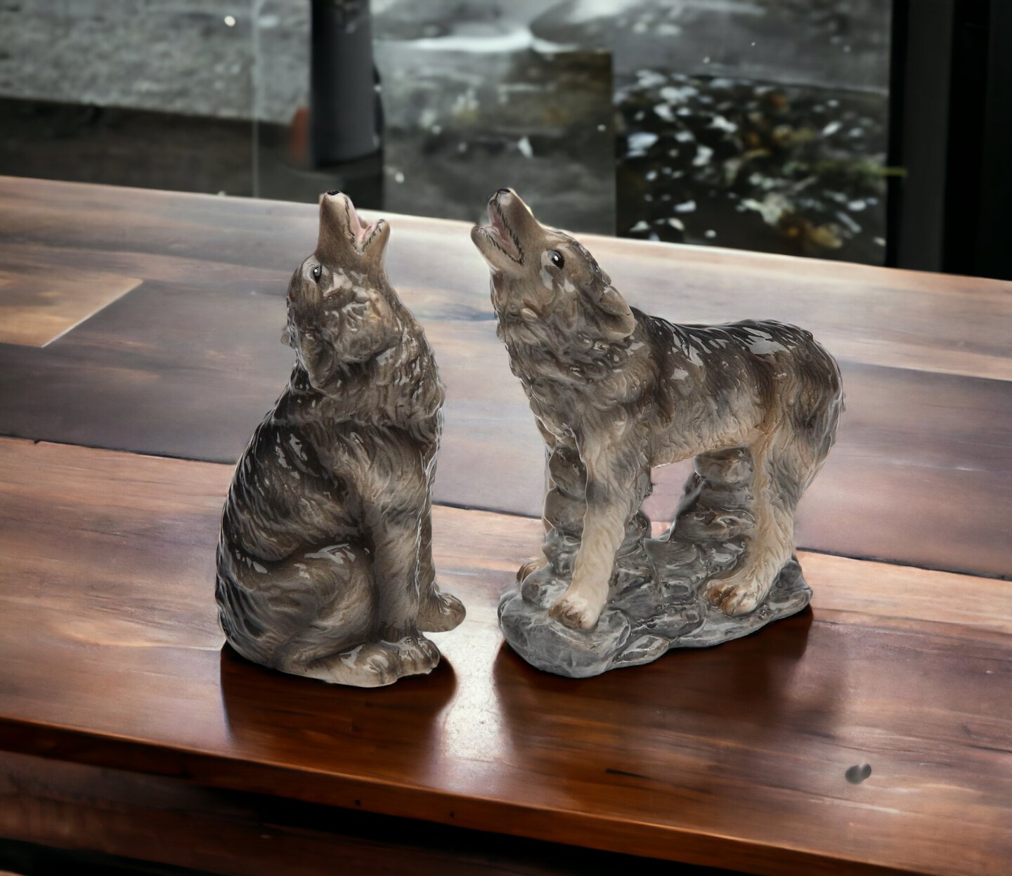 Ceramic Wolf Salt &#x26; Pepper Shakers, Home D&#xE9;cor, Gift for Her, Gift for Mom, Kitchen D&#xE9;cor, Cabin Decor
