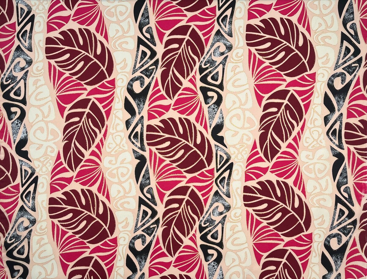 1 Yard Monstera Tribal Print Polyester Glitter Fabric 60 Inch Width