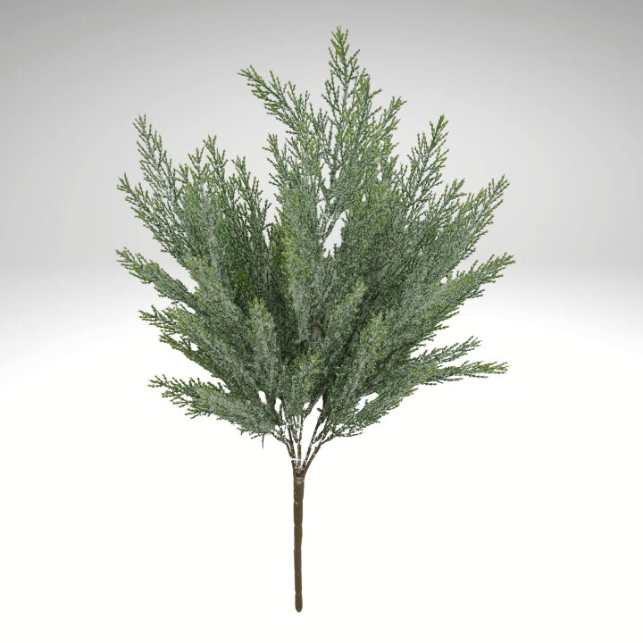 21&#x22; Iced Glitter Cedar Bush &#x2013; 5-Stem Faux Greenery for Holiday Decor-84351