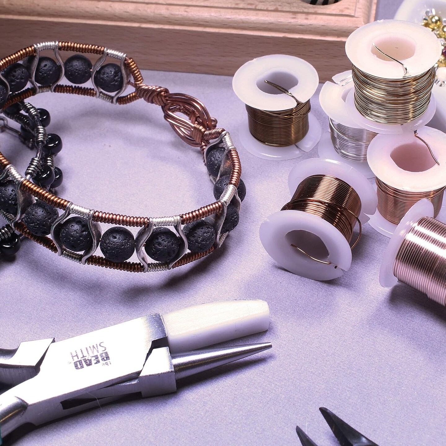 The Beadsmith Wire Elements 26-Gauge Lacquered Tarnish-Resistant Copper Wire for Jewelry Making, 102 Yard, 93.3 Meter, ¼ Pound Spool (Silver Color)