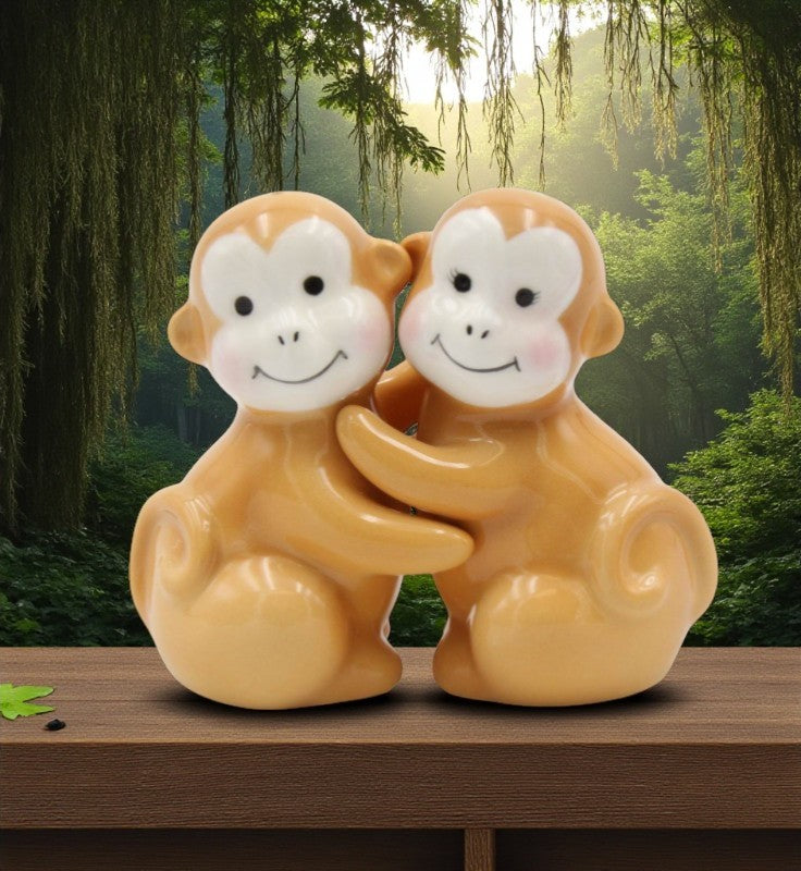 Ceramic Brown Monkey Salt And Pepper Shakers, Home Décor, Gift for Her, Gift for Mom, Kitchen Décor