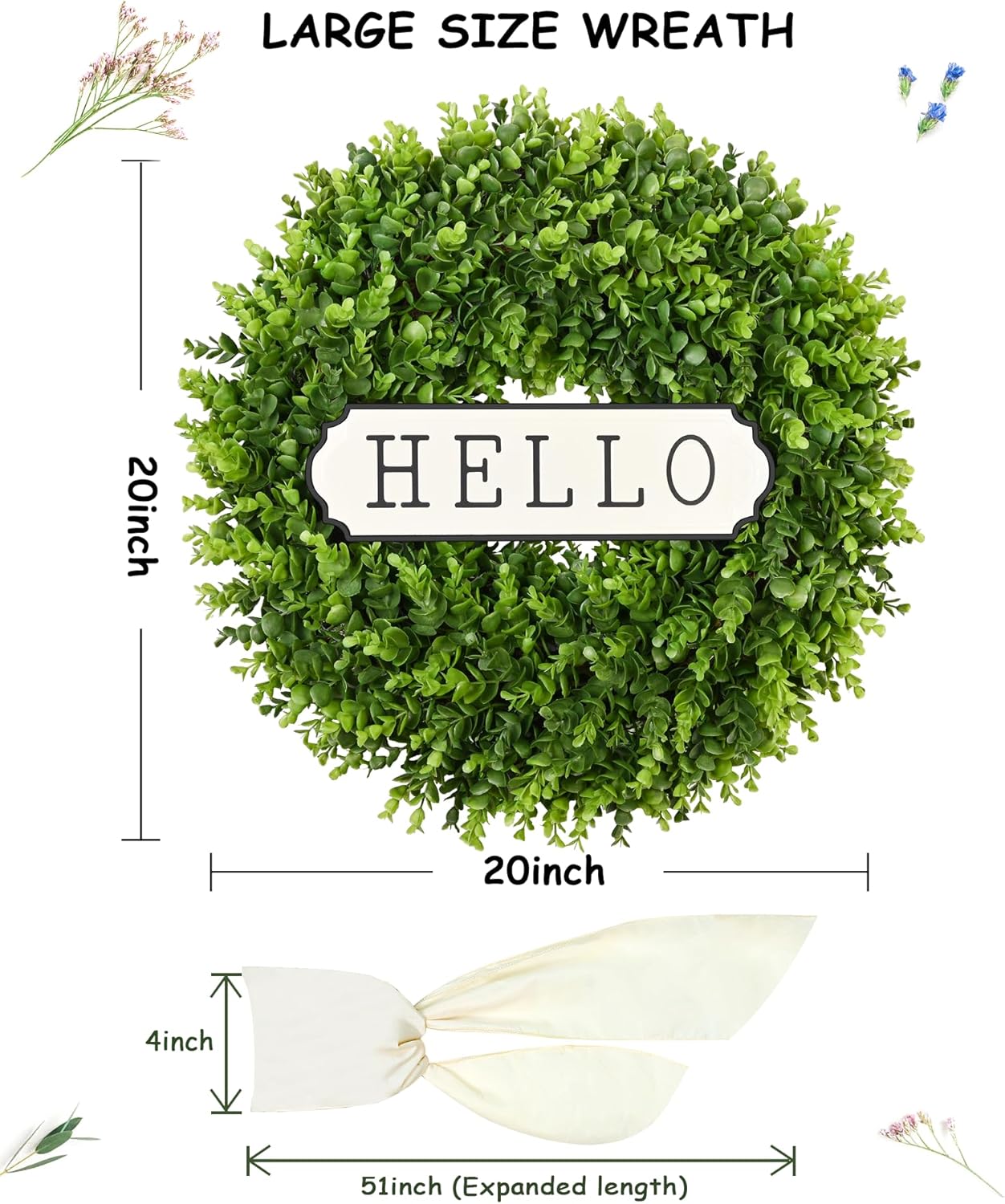 20&#x27;&#x27; Artificial Boxwood Spring Wreath - Green