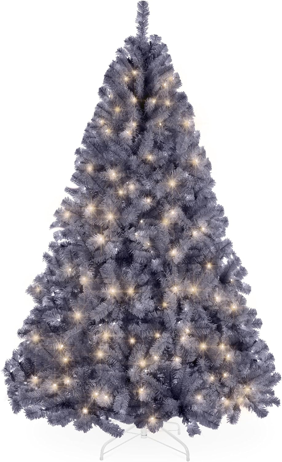 Artificial Christmas Tree Hinged Pine with 250 Lights, 1,000 Tips &#x26; Foldable Base Pre-Lit Outdoor Holiday Decor