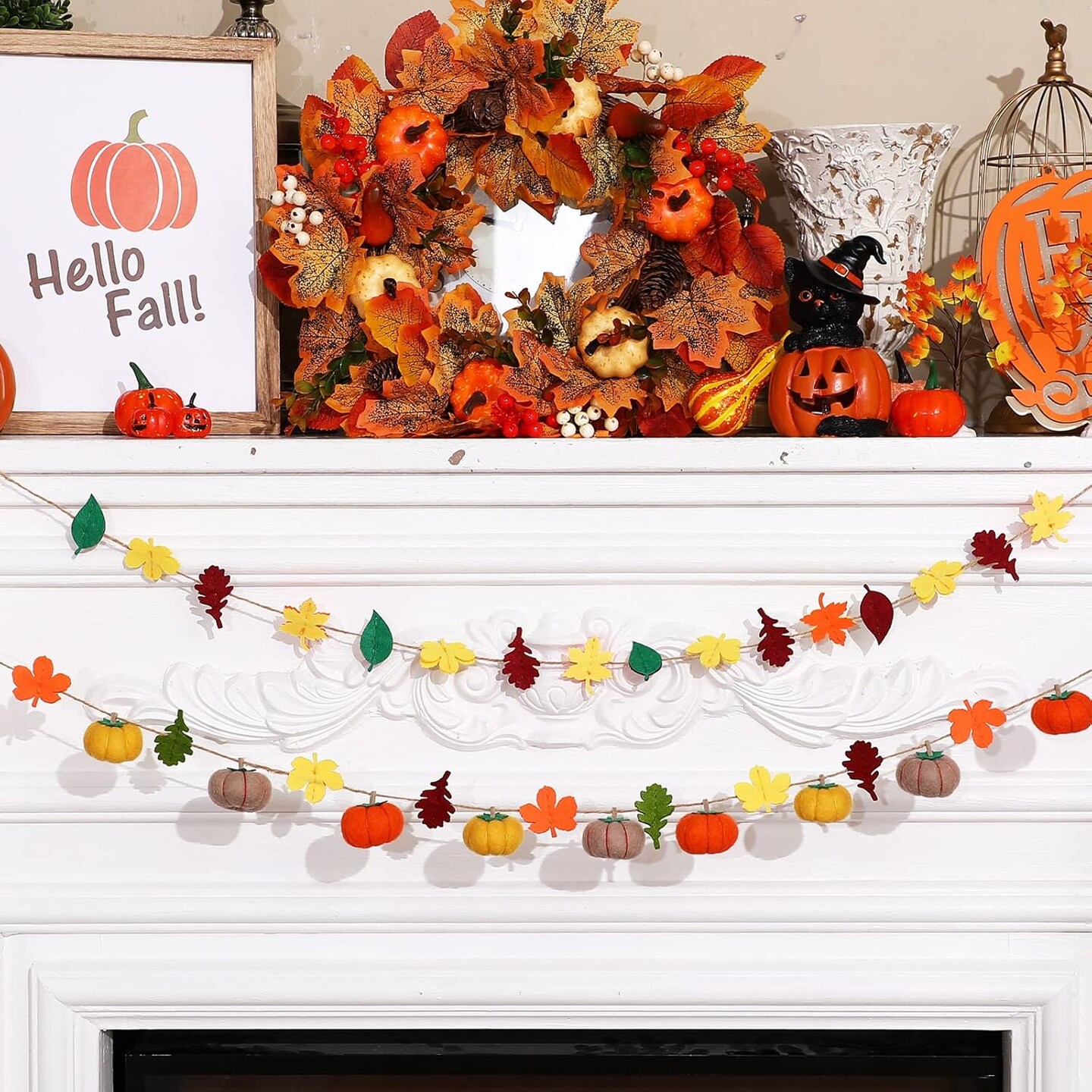 Pumpkin Maple Leaves Fall Felt Garland