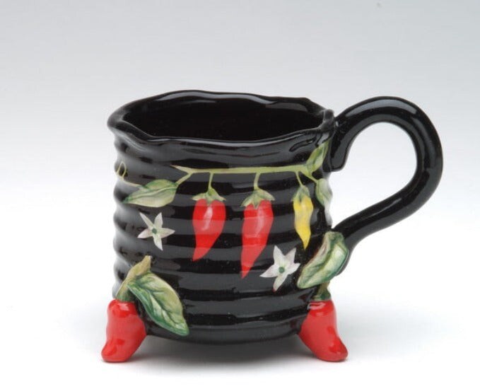 Ceramic Red Chili Pepper Coffee Mug, Home Décor, Gift for Her, Mom, Friend, or Coworker, Kitchen Décor, Office Decor, Cafe Decor