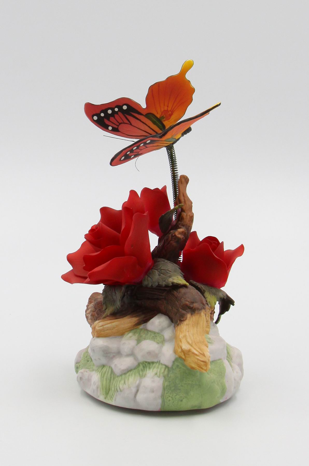 Ceramic Red Rose with Butterfly Figurine, Home Décor, Gift for Her, Gift for Mom, Nature Lover Gift