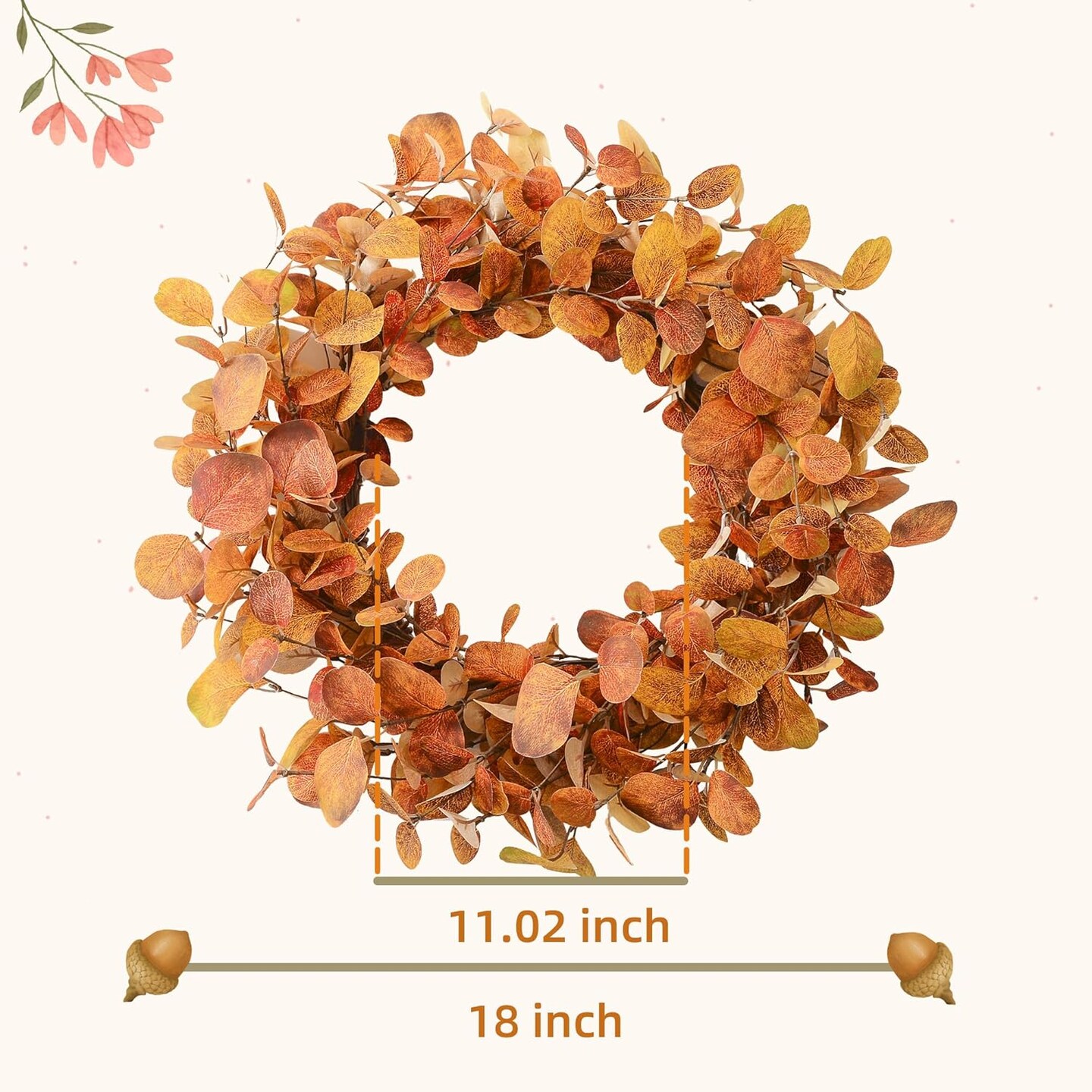 18&#x22; Artificial Autumn Fall Wreath - Wreaths for Front Door