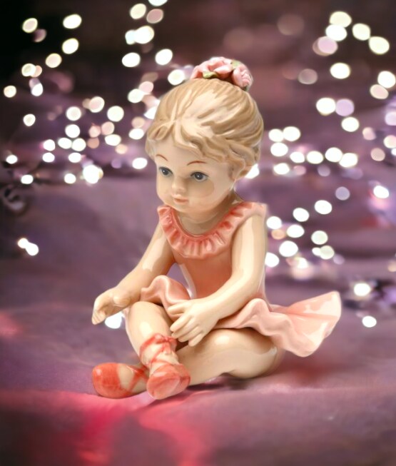 Ceramic Ballerina Girl Sitting Down Figurine, Home Décor, Gift for Her, Gift for Daughter, Gift for Ballerina Dancer