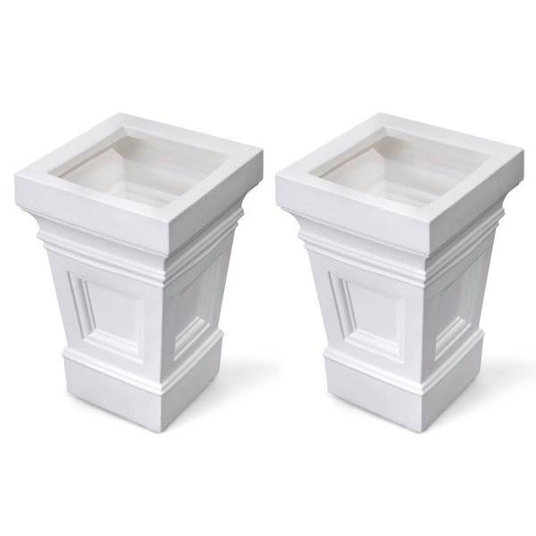 White Plastic Resin Self-Watering Planter Boxes Set of 2, 24-Inch