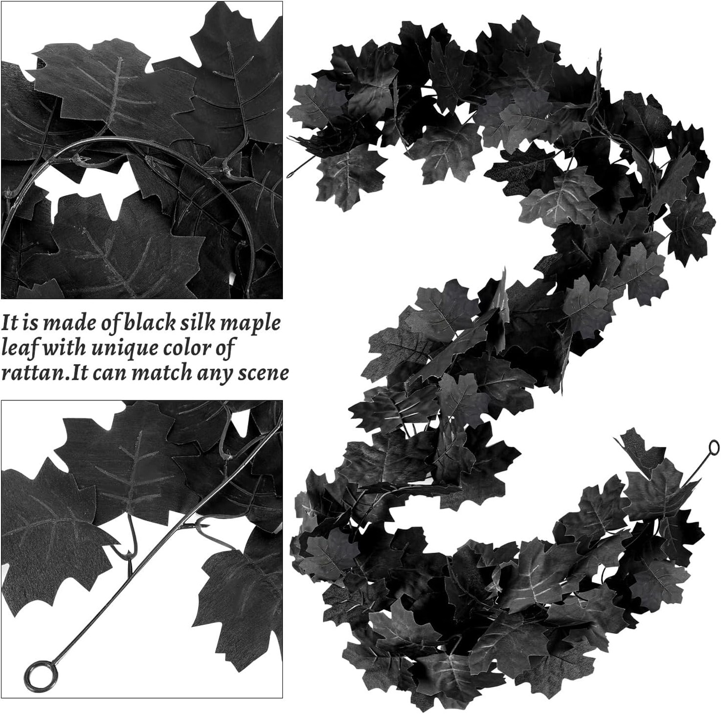 4PCS Halloween Artificial Hanging Fall Leave Maple Vines (23.6FT)