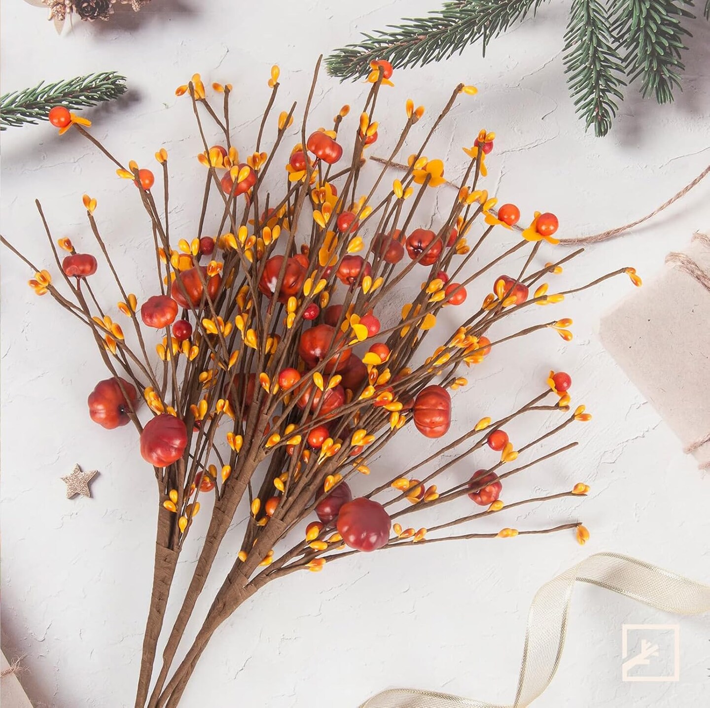 6 Pcs Artificial Fall Flowers Berry Stems