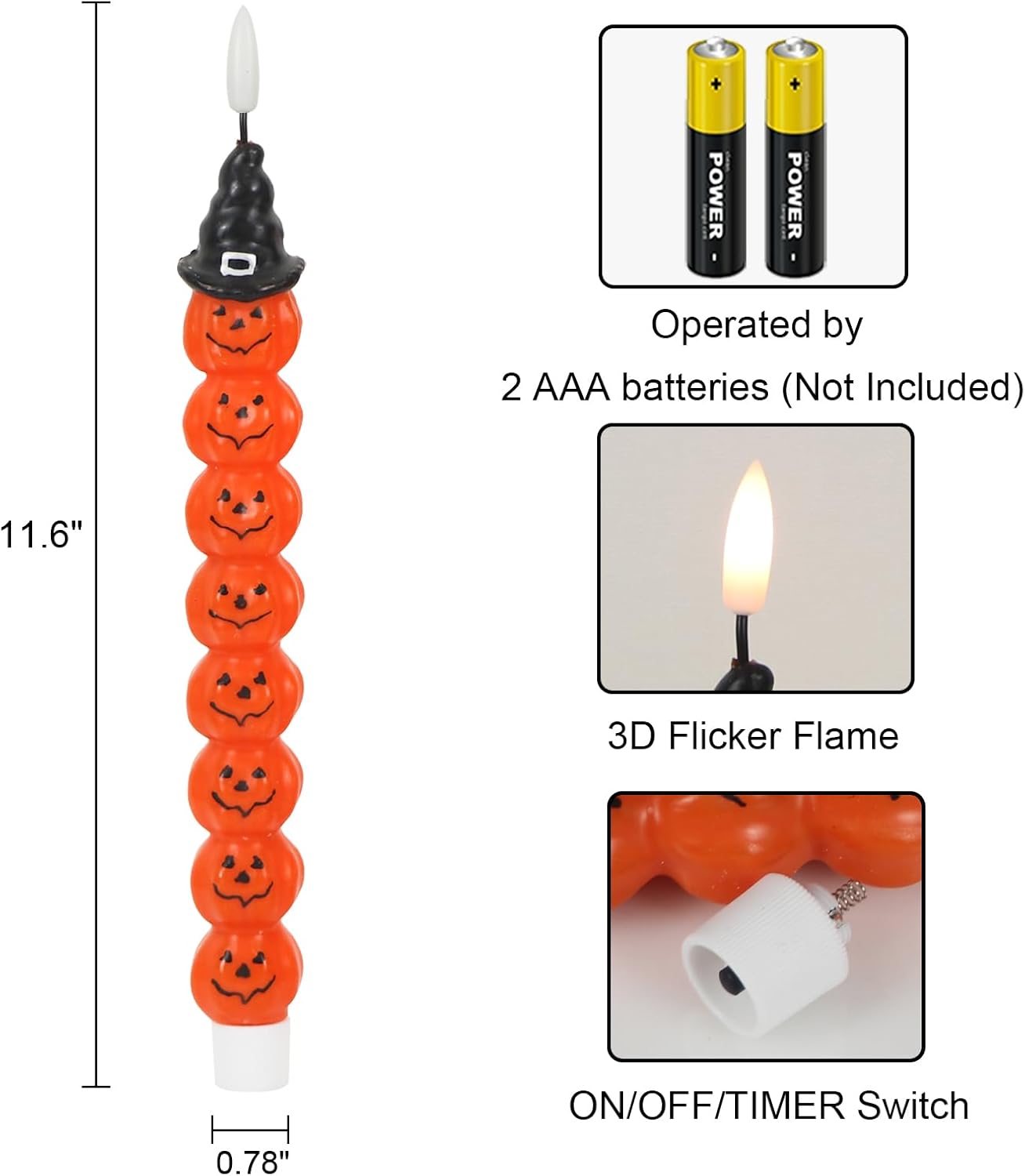 Halloween Flameless LED Candles with Timer – Battery Operated Flickering Candles for Spooky Indoor Decor