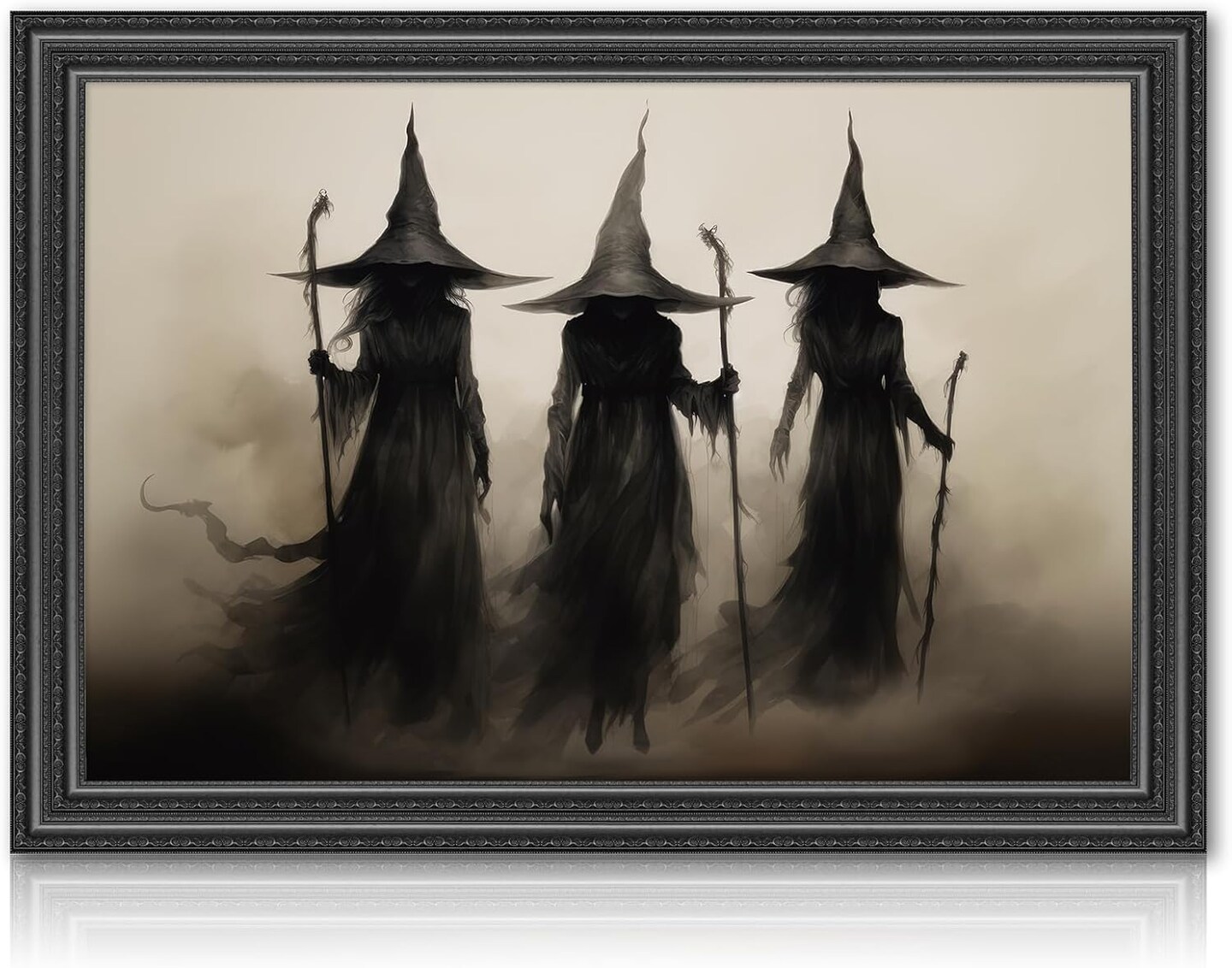Vintage Witch Canvas Wall Art Prints Halloween Rustic Art Poster Dark Academia Gothic Wall Decor for Gallery Living Room Bedroom