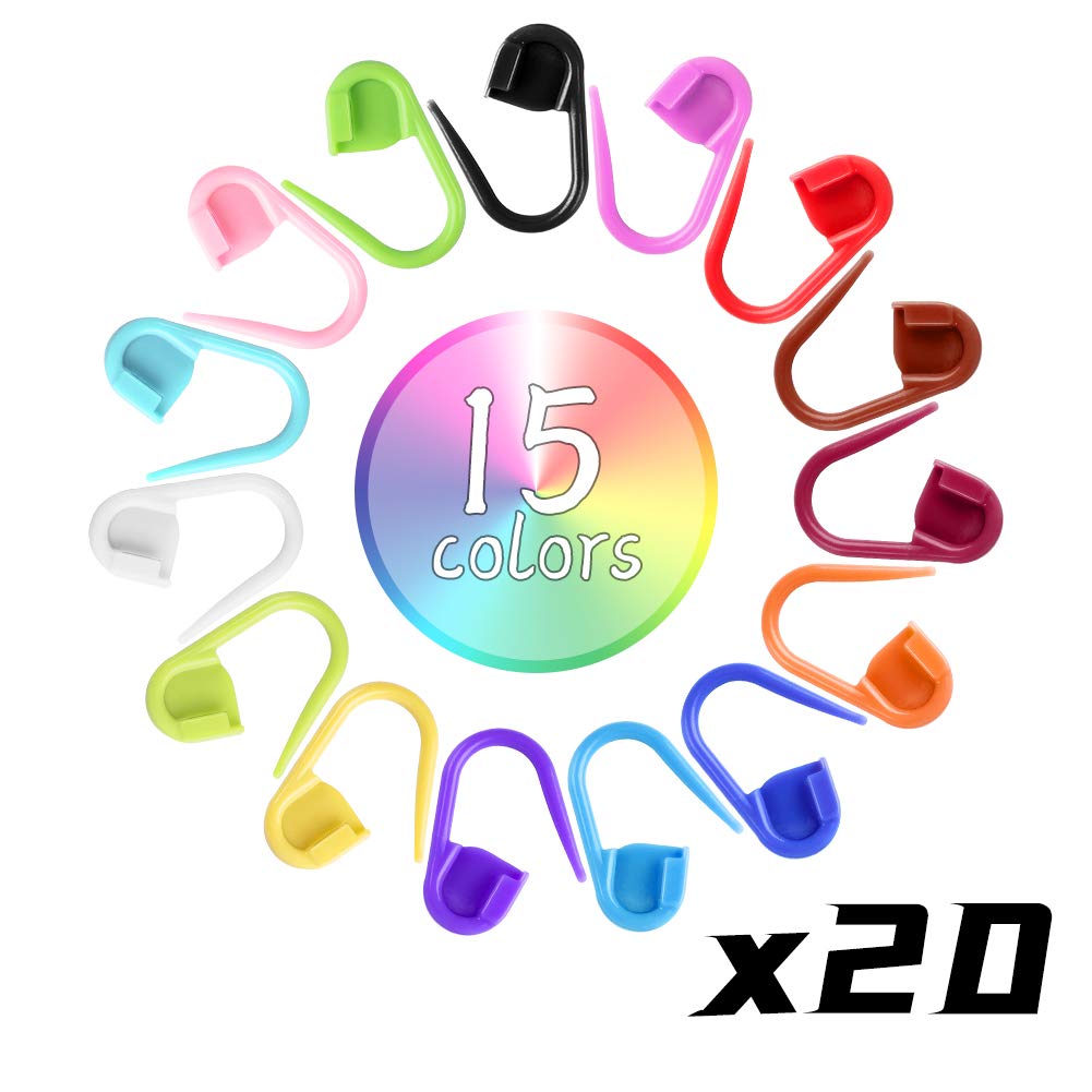 315 Pieces Stitch Markers for Crocheting, Stitch Locking Clip Colorful Knitting Markers Crochet Clips with 15 Pieces Big Eyes Blunt Sewing Needles (2inch/2.3inch/2.7inch)