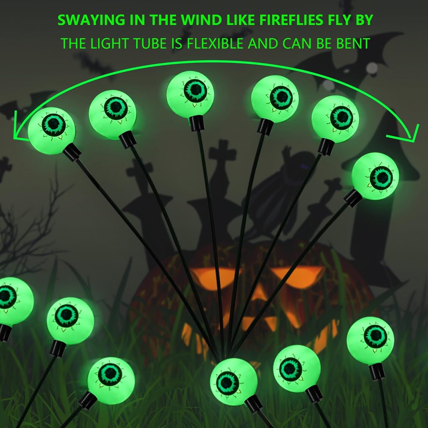 4 Pack 24LED Solar Eyeball Pathway Lights - Halloween Decorations