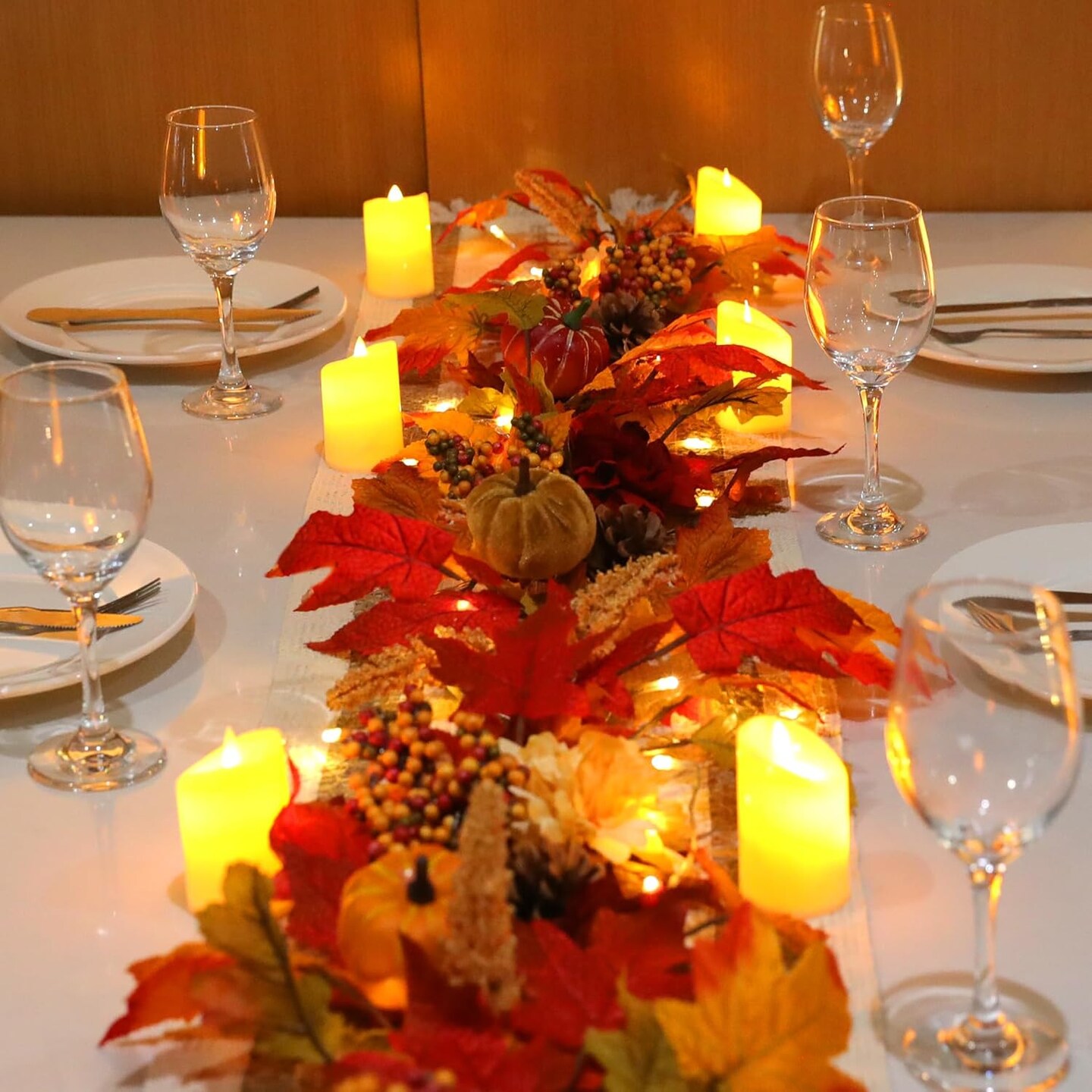 6ft Fall Garland with Lights