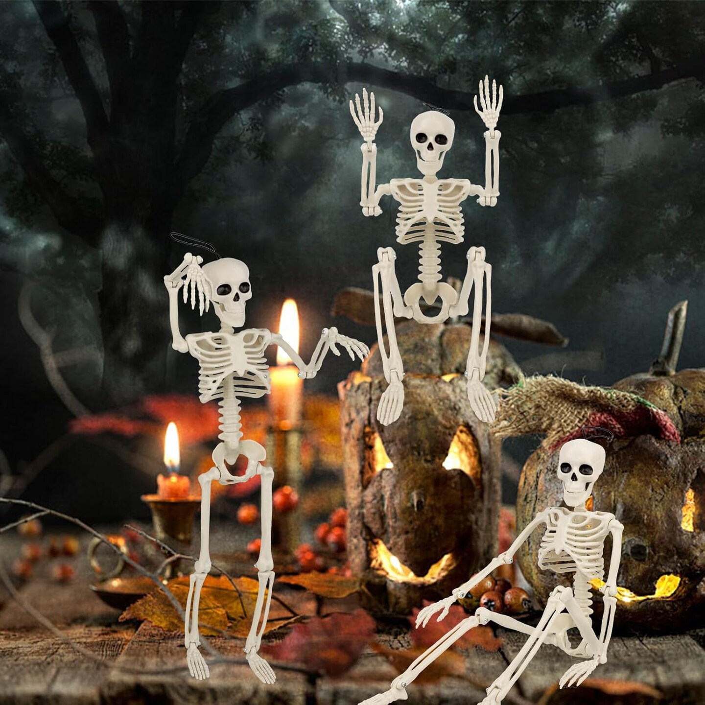 6PCS Halloween Skeleton Decorations - 16&#x22; with Movable Joint