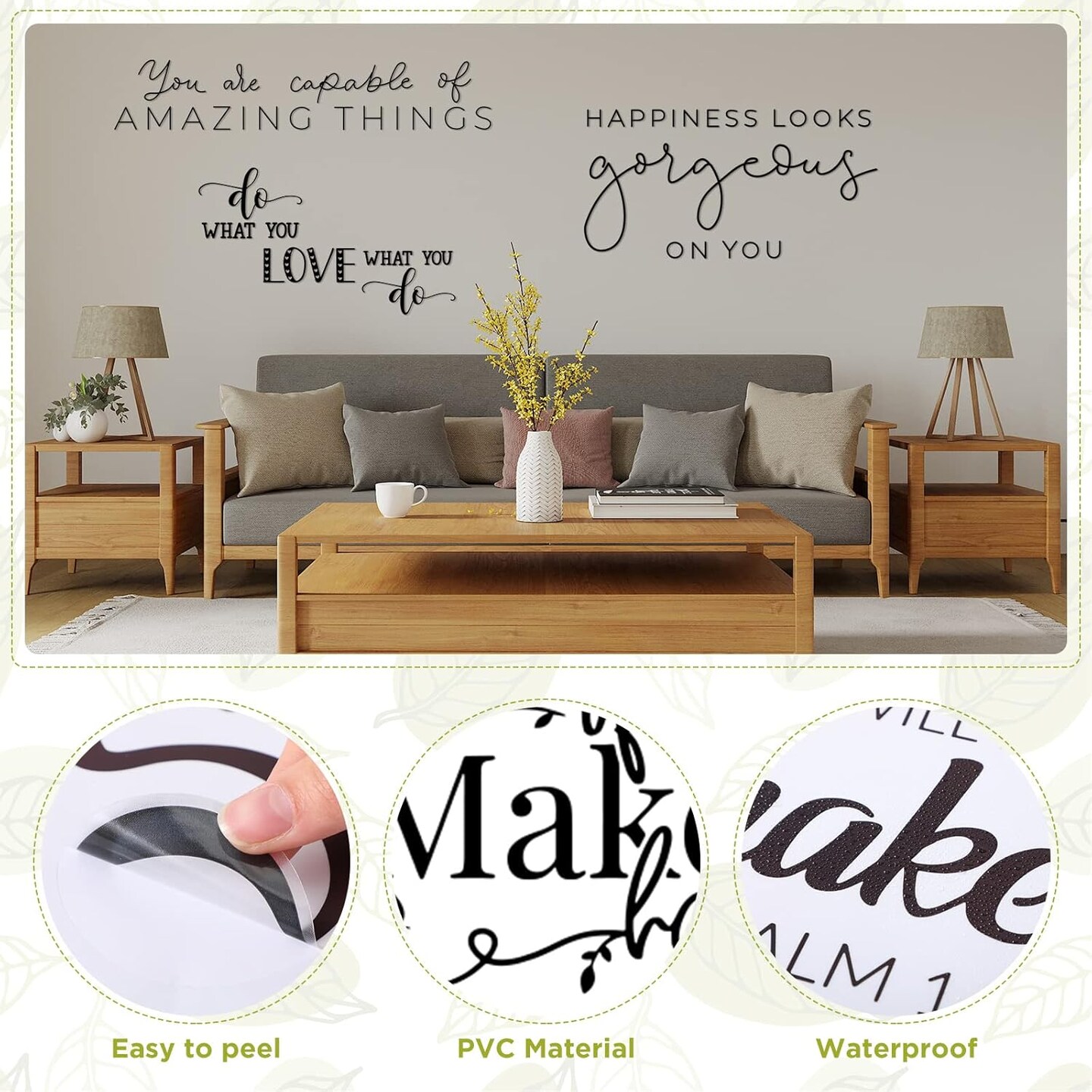 9 Pcs Inspirational Vinyl Wall Decals - Classic