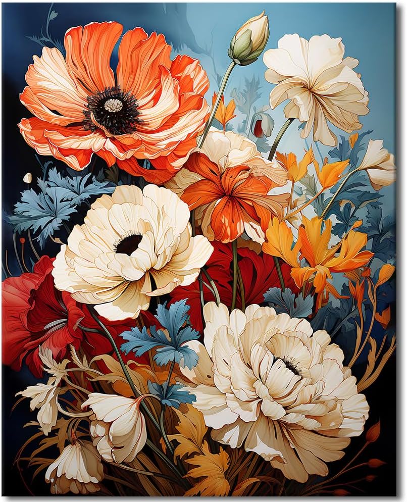 Paint by Number for Adults Beautiful Wildflowers Paint Number Kits DIY Acrylic Painting for Adults Flowers Paint by Numbers Adults Paint-by-Numbers