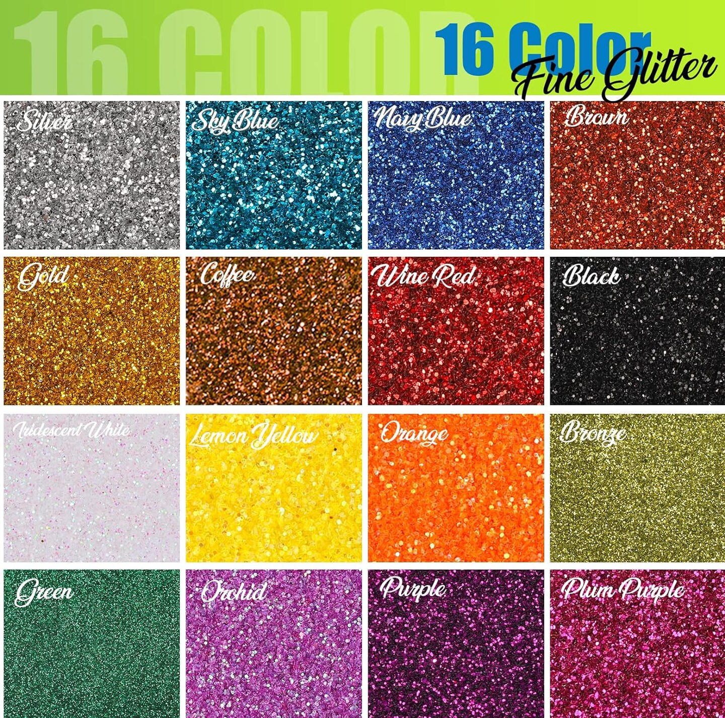 Glitter, Fine Glitter and Chunky Glitter, 32 Jars Craft Glitter Powder Holographic Glitter Resin Glitter for Crafts, Halloween Christmas Body Glitter Bulk, Glitter Paint Art Crafts
