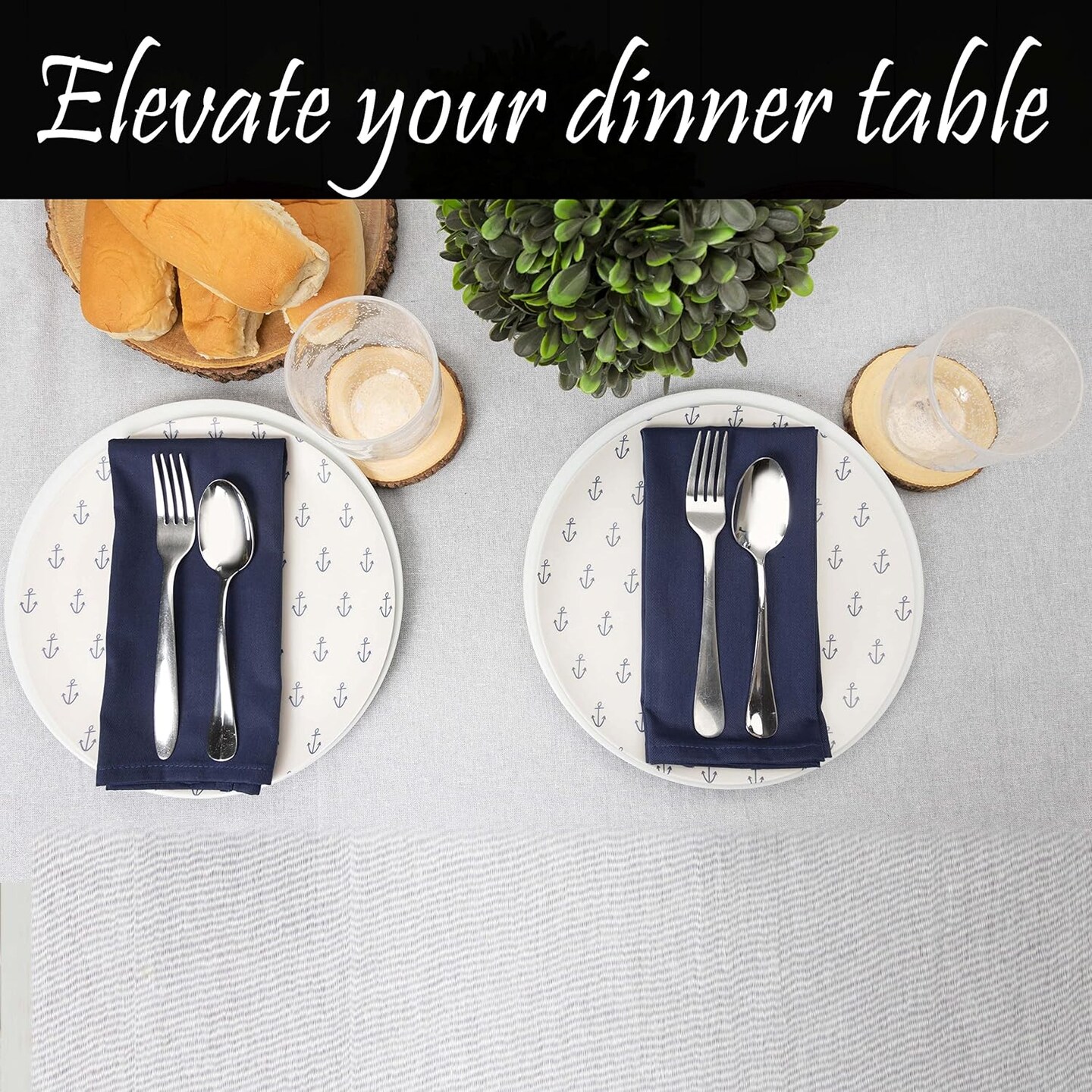 Kitchen Cloth Napkins 12 Pack 18X18 Inches Cotton Blend Soft Fabric with Hemmed Edges, Blue Dinner Napkins Washable Reusable and Durable Linen Napkins for Parties Table Setting Decor (Navy)