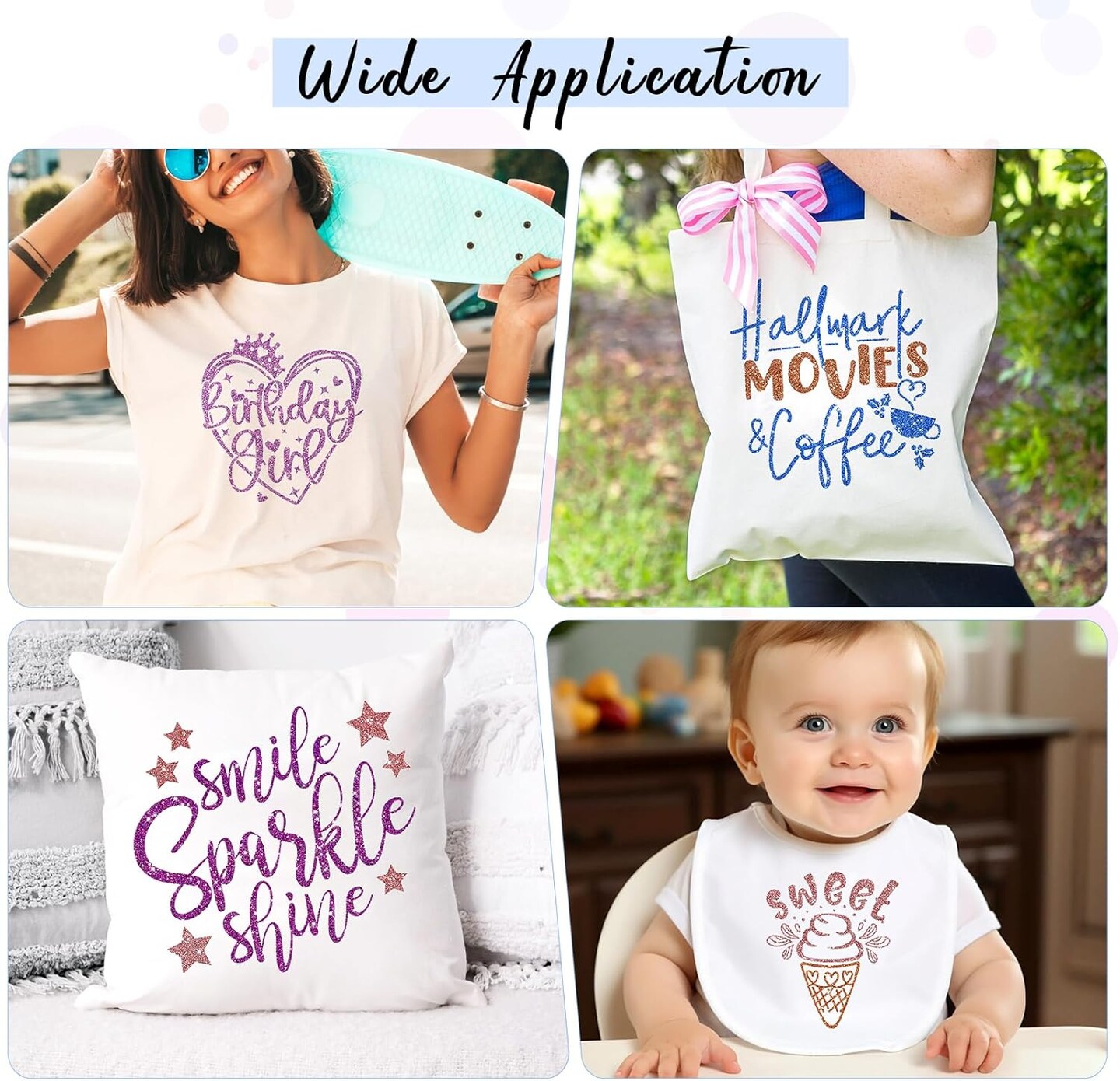 Glitter HTV Heat Transfer Vinyl - 16 Sheets 10 inches x 12 inches