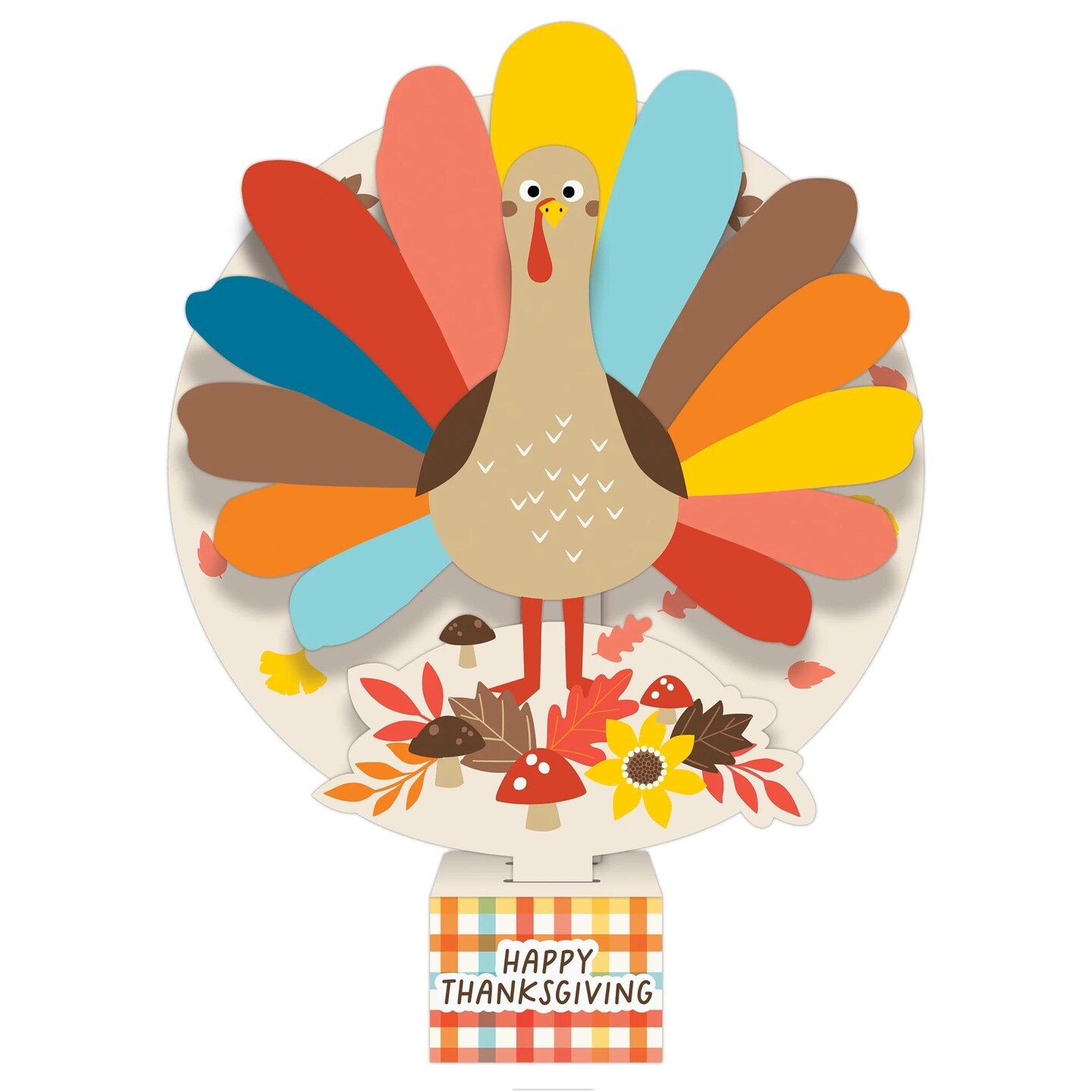 Happy Turkey Day Thanksgiving Table Centerpiece &#x2013; 10 7/8&#x201D; Tall x 8 3/8&#x201D; Wide &#x2013; Perfect for Classroom, Office, or Holiday Parties