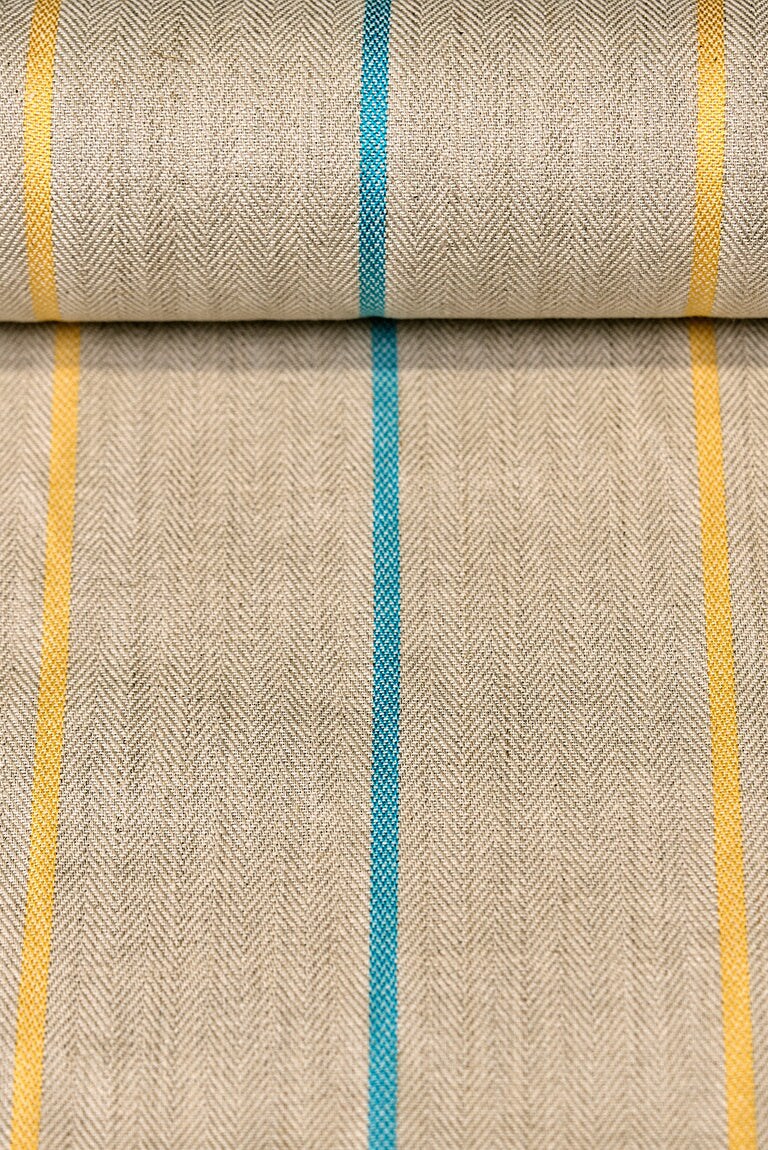 1 Yard Serene Spa Herringbone Stripe Linen Natural Sewing Fabric 54" Width