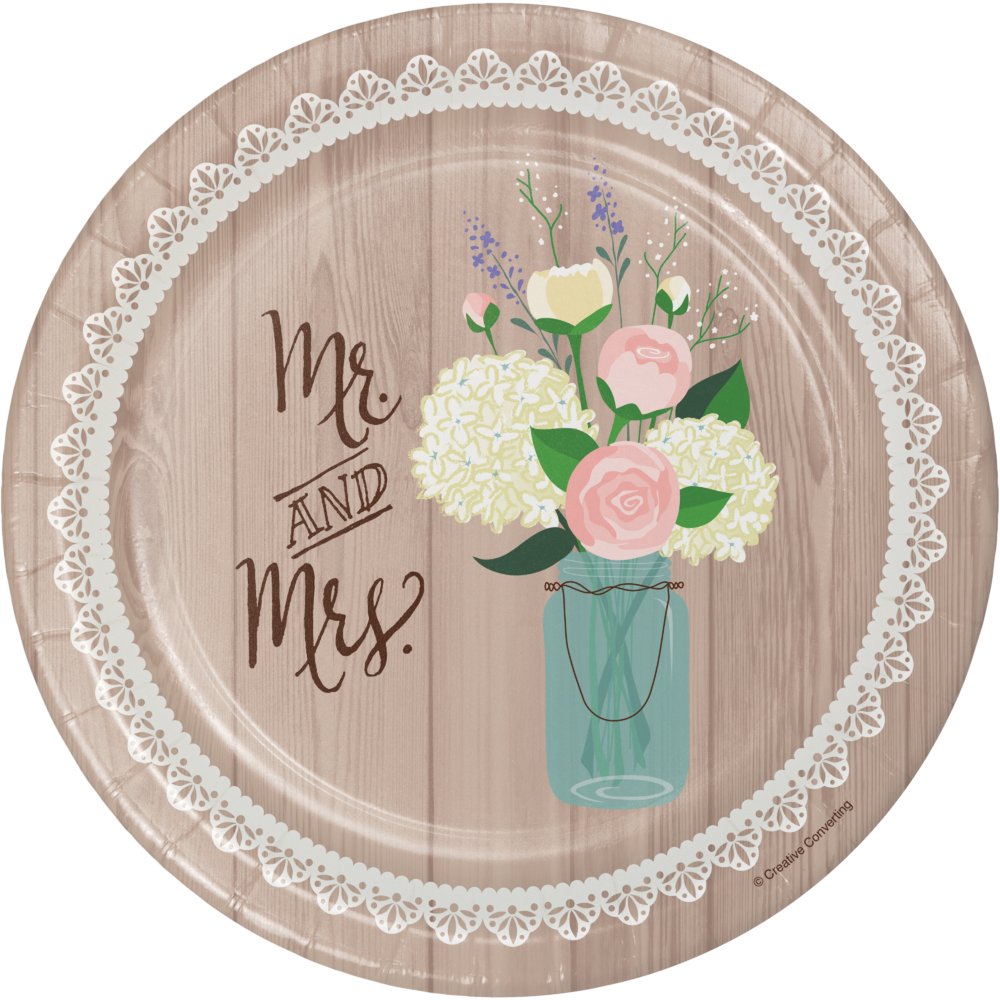 Rustic Wedding 7&#x22; Paper Plates - 8ct