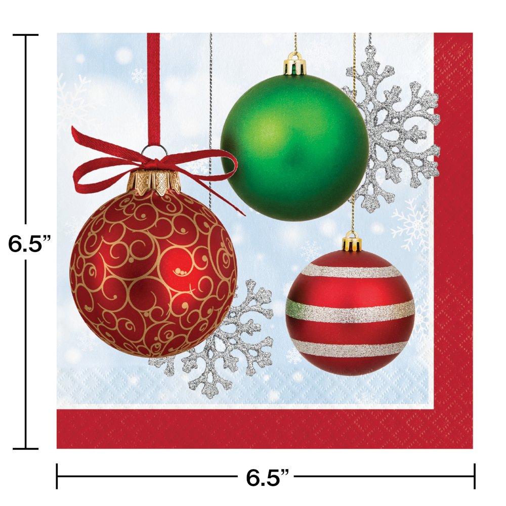 Bright Ornaments Holiday Paper Luncheon Napkins - 16ct
