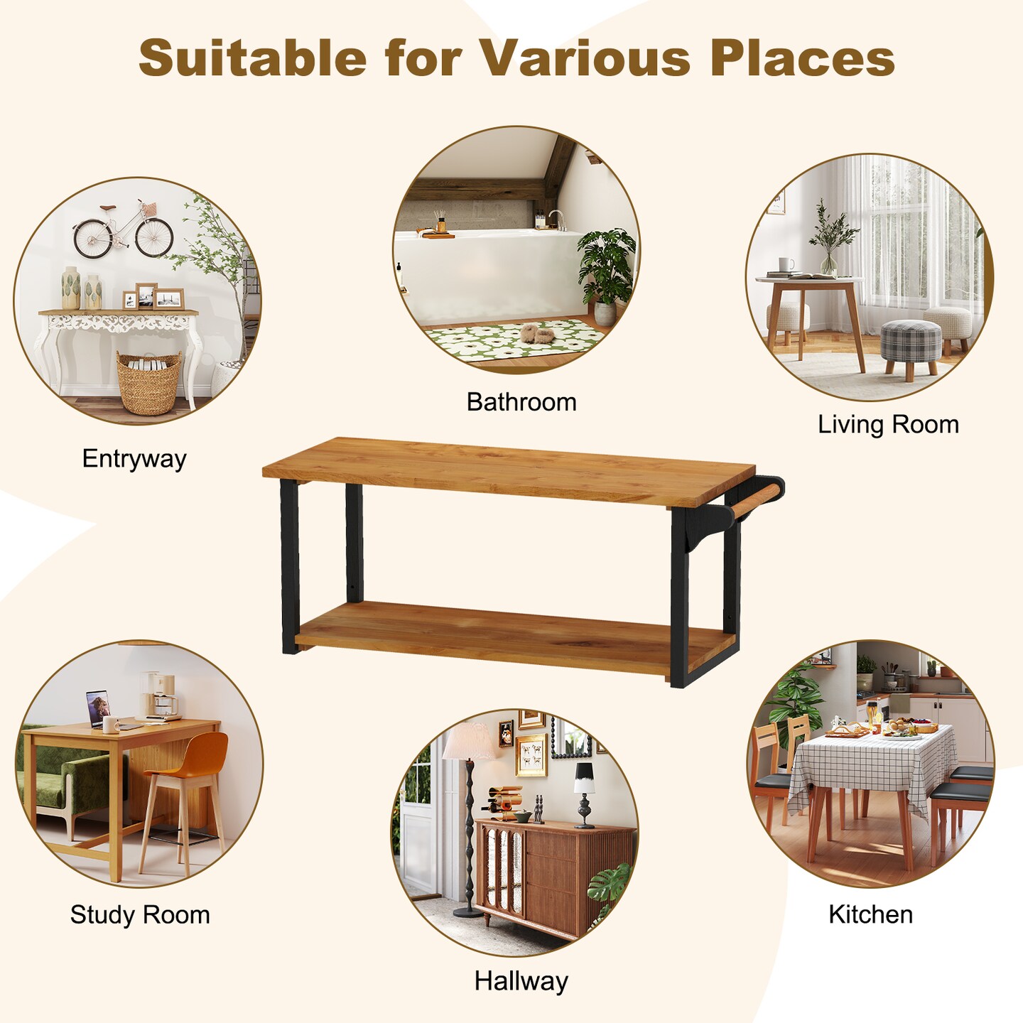 Wall Mounted Floating Shelves with Towel Bar and Ample Storage Space