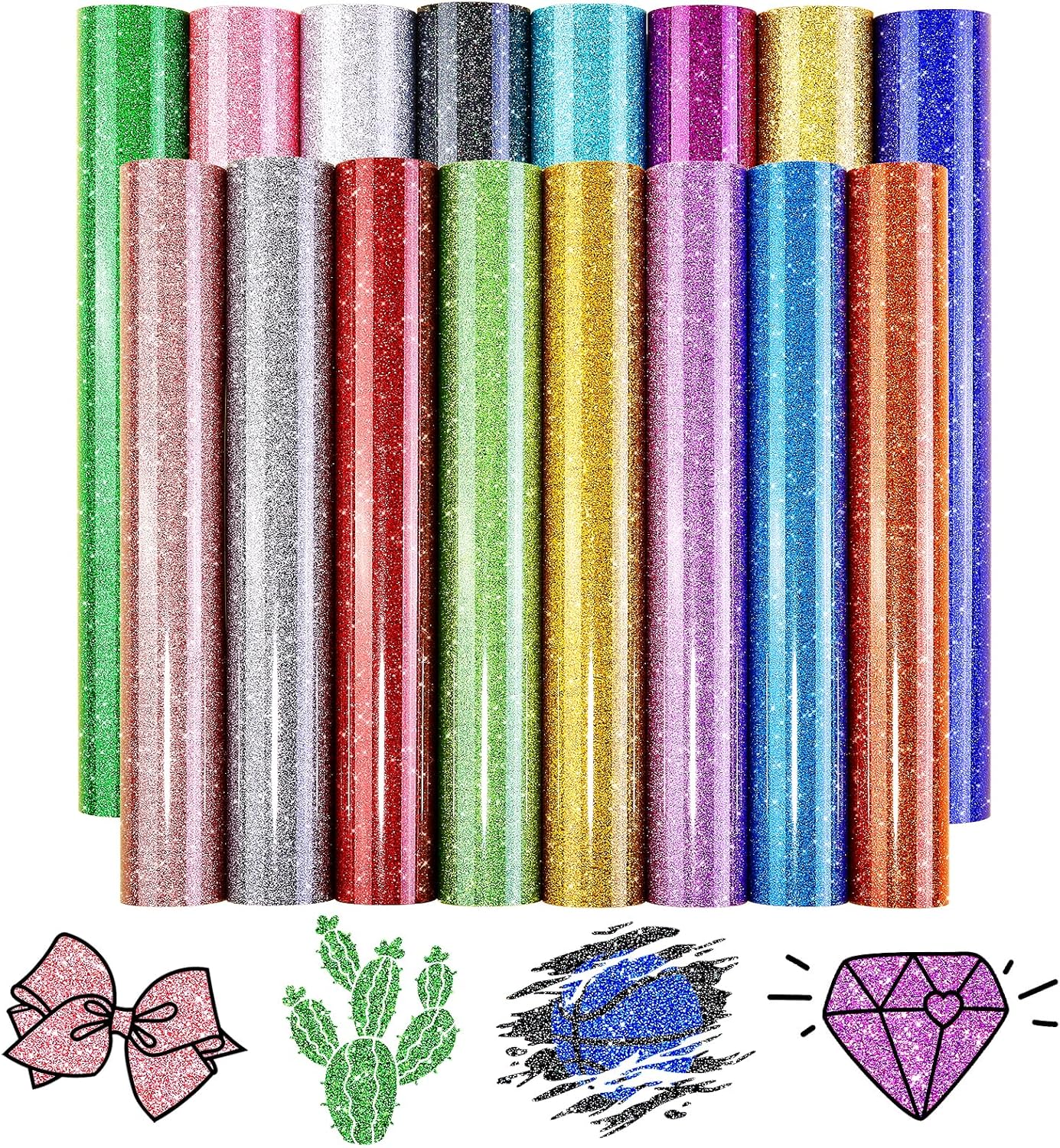 Glitter HTV Heat Transfer Vinyl - 16 Sheets 10 inches x 12 inches