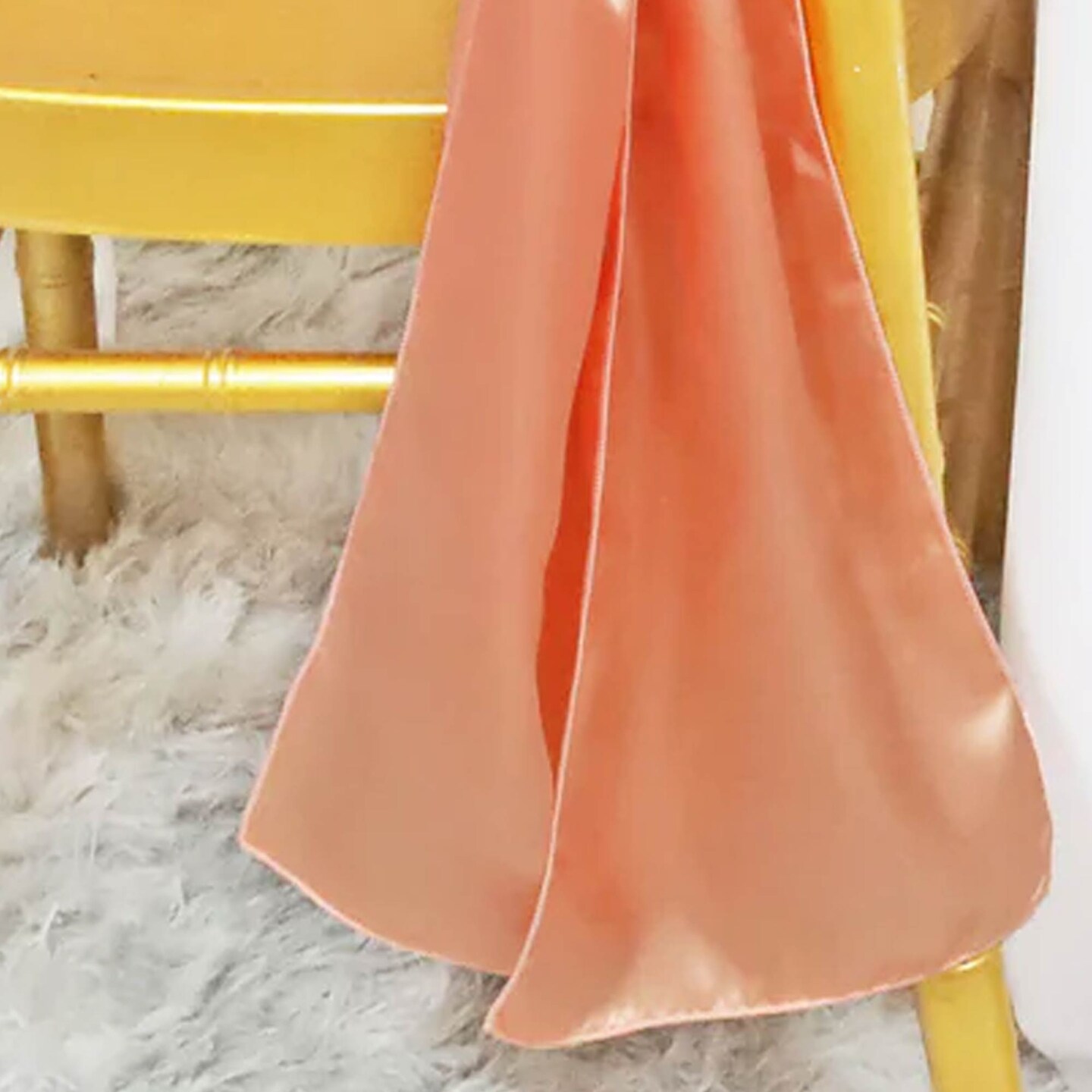 10 Pieces Apricot or Peach Satin Chair Sashes 8"x108" Elegant Wedding Decor