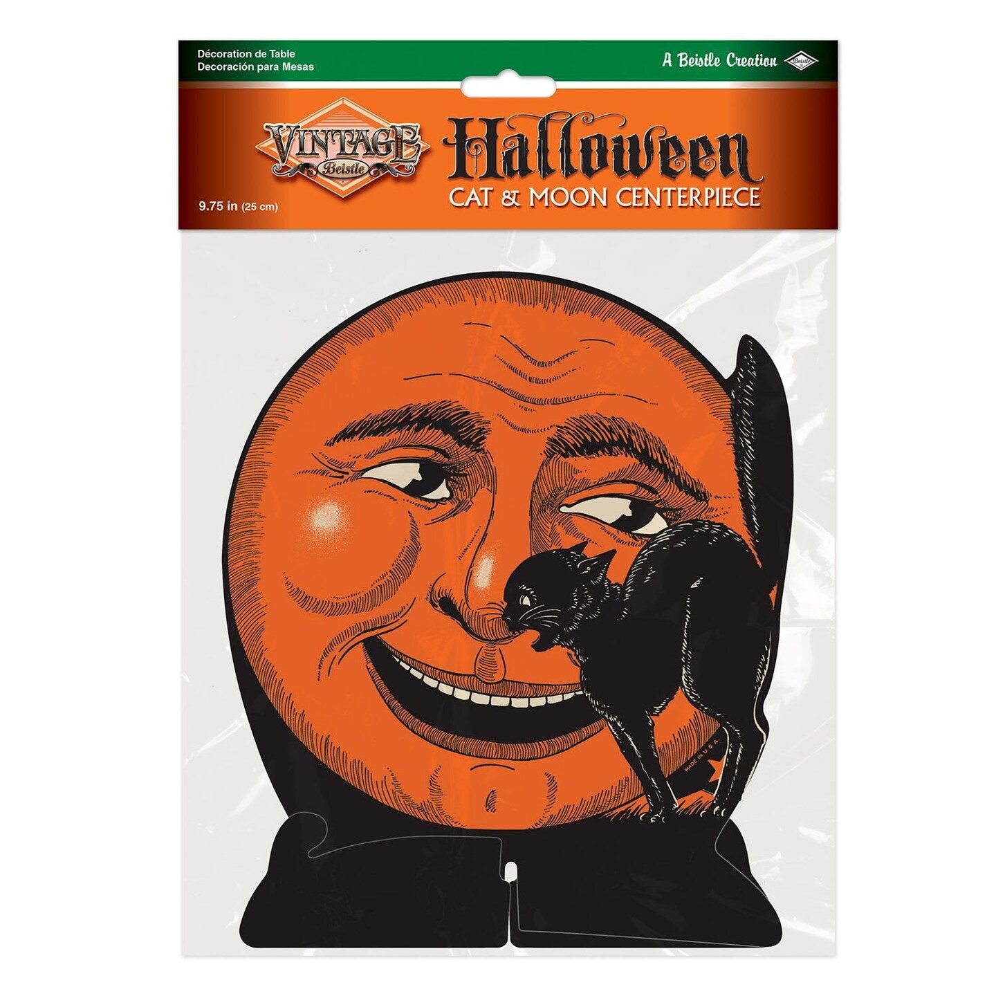 Vintage Halloween Cat &#x26; Moon Honeycomb Centerpiece