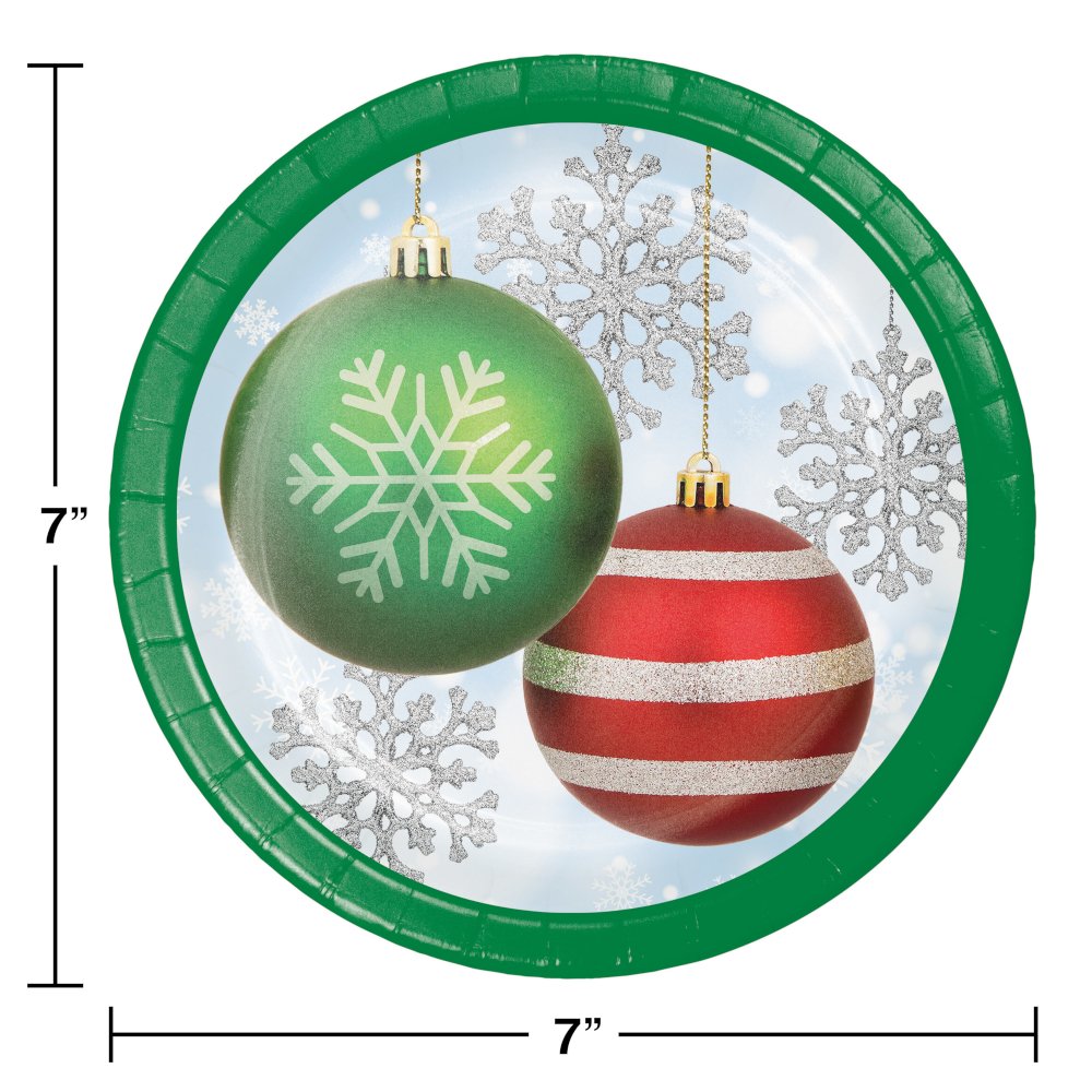 Sparkling Ornaments Holiday7&#x22; Paper Plates - 8ct