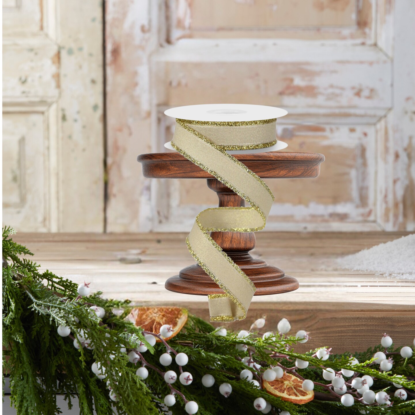 7/8&#x22; Fuzzy Edge Ribbon: Gold (10 Yards)