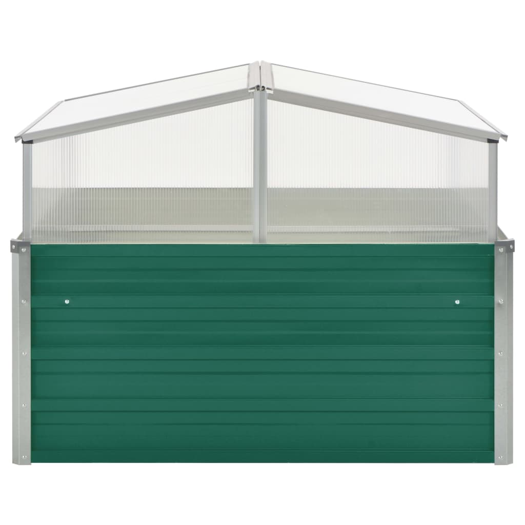 vidaXL Greenhouse Green Galvanized Steel, PC Board 39.4x39.4x30.3 in