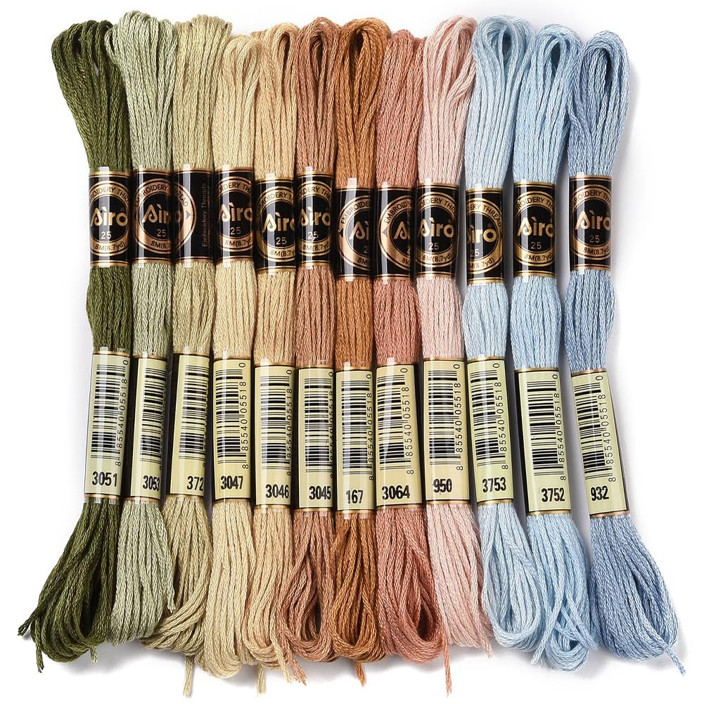 12 Skeins Embroidery Floss Thread Variegated Cross Stitch Floss 6 Ply Gradient Color Friendship Bracelet String Threads Bulk for Jewelry Making Sewing Bracelets Knitting Stitching Craft DIY