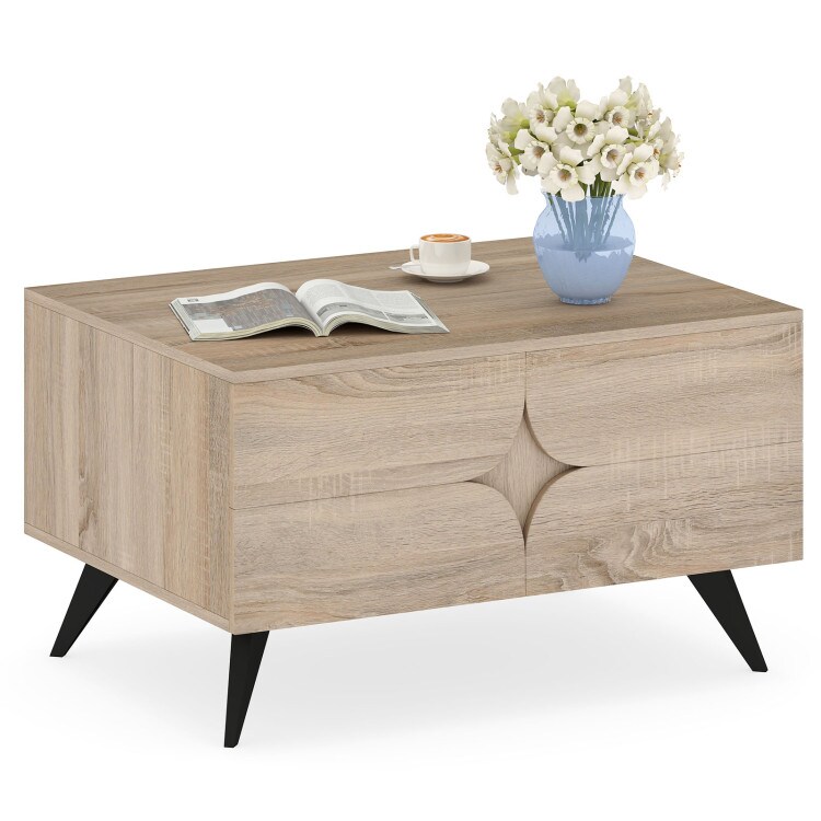 Modern Farmhouse Coffee Table with Storage Compartment for Home