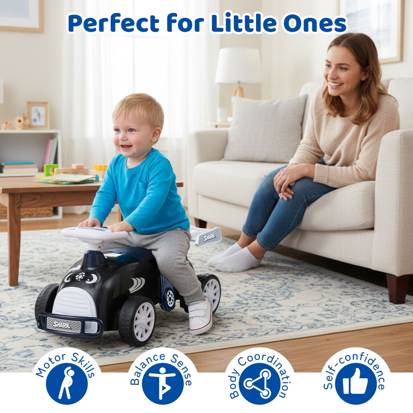 Ride On Sliding Car for Kids with Music and Hidden Seat Storage