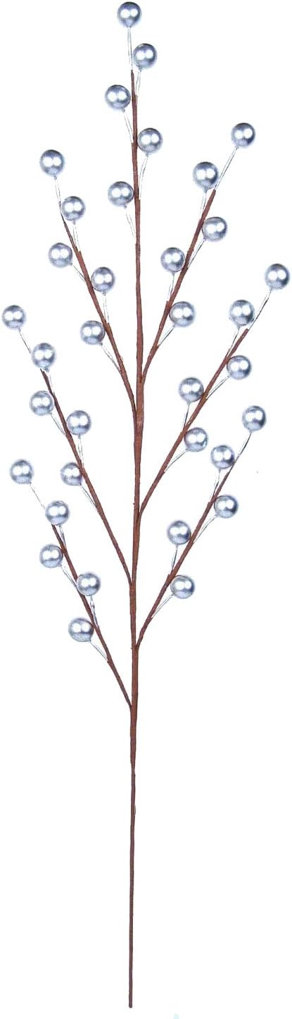 4-Pack Silver Holly Berry Stems with 35 Lifelike Berries | 19-Inch | Festive Holiday Decor | Trees, Wreaths, & Garlands | Christmas Picks | Home & Office Decor - 2024 Christmas Collection, Floral Home by Artificial Flowers